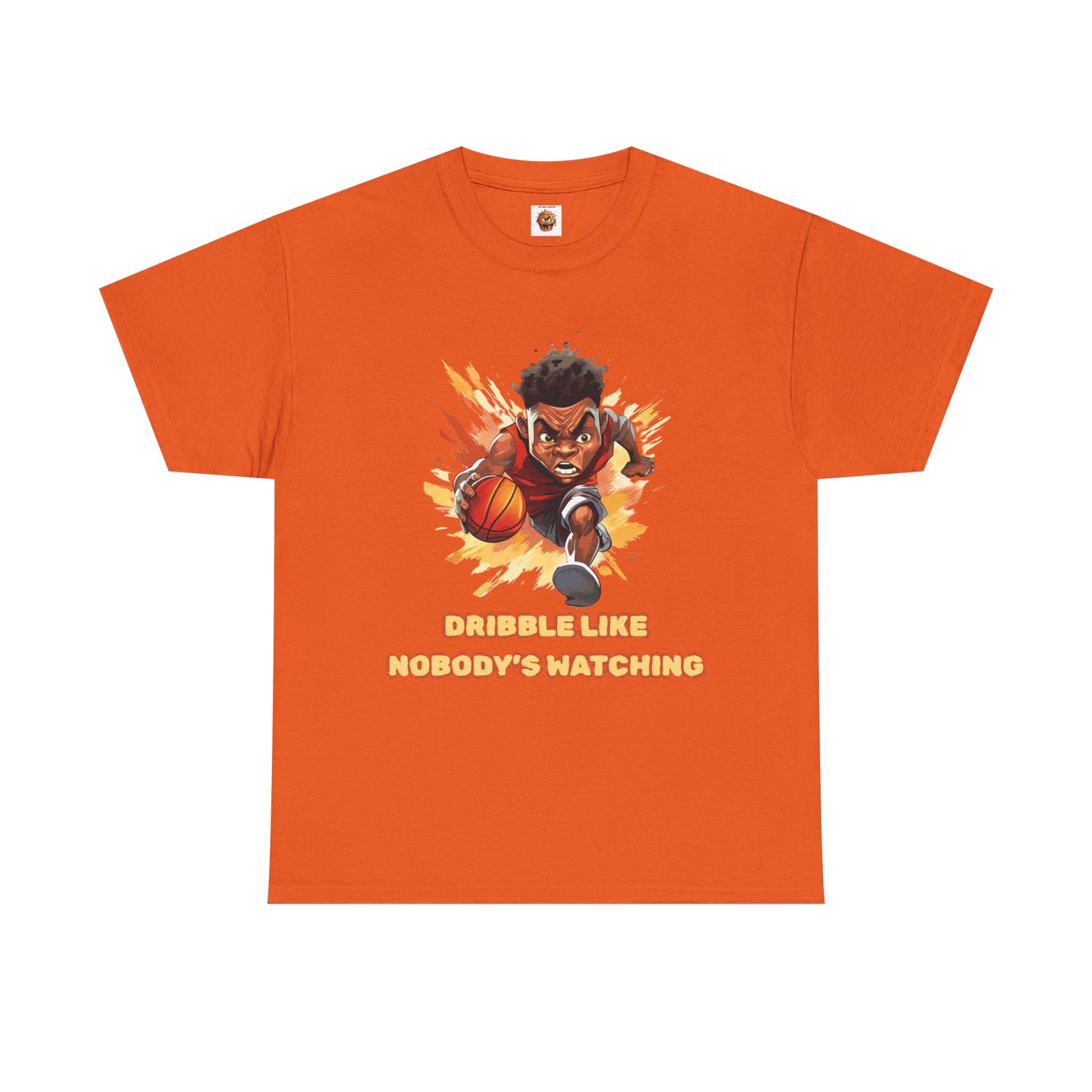 'Dribble Like Nobody's Watching' Basketball Hero Unisex Heavy Cotton Tee, Sports Shirt, Gift for Athletes, Casual Wear, Birthday Present, Basketball Fan Apparel