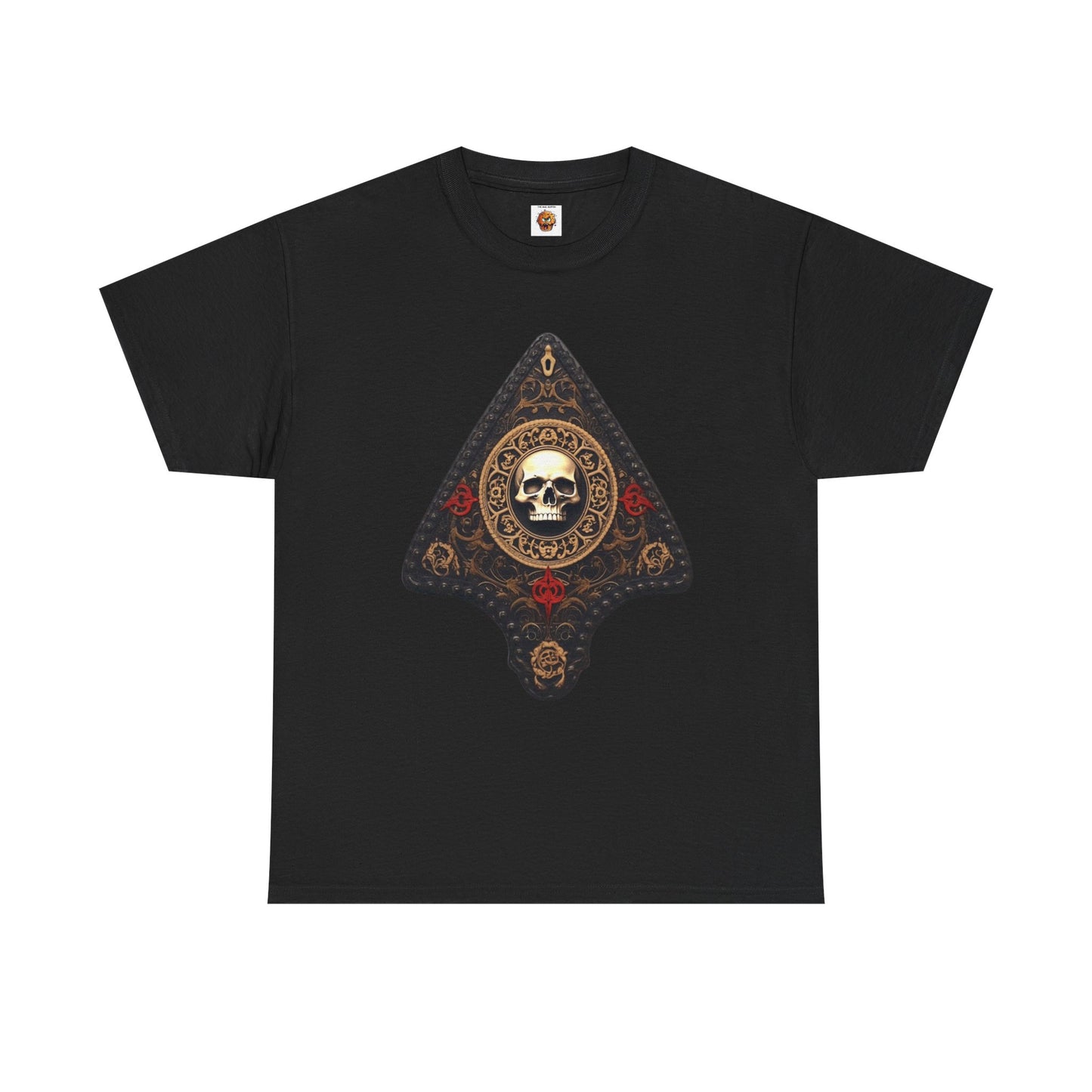Skull Design Ouija Planchette Unisex Heavy Cotton Tee Shirt - Unique Graphic T-Shirt for Horror Fans, Scary, Gothic, Halloween, Geek, Nerd