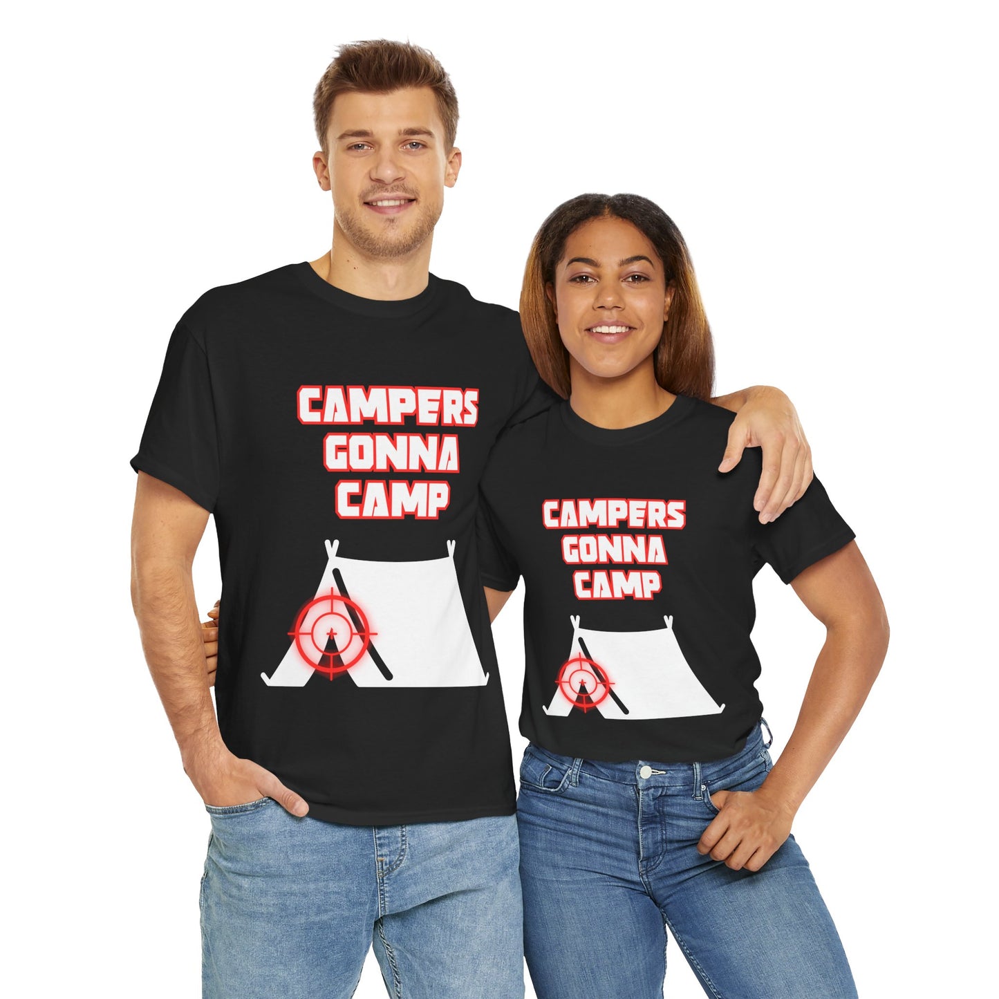 Campers Gonna Camp Unisex Heavy Cotton Tee Shirt T-Shirt - Perfect Gift for Gamers, Gaming, Video Game Lovers, Geek, Nerd