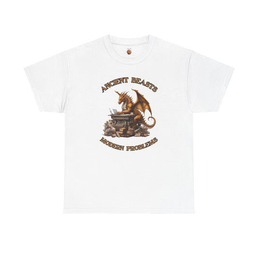Dragons & Office Work Unisex Heavy Cotton Tee, Perfect Gift for Fantasy Lovers, Bookworms, T-Shirt for Dragon Enthusiasts, DND, RPG, TTRPG, Geek, Nerd, Reader