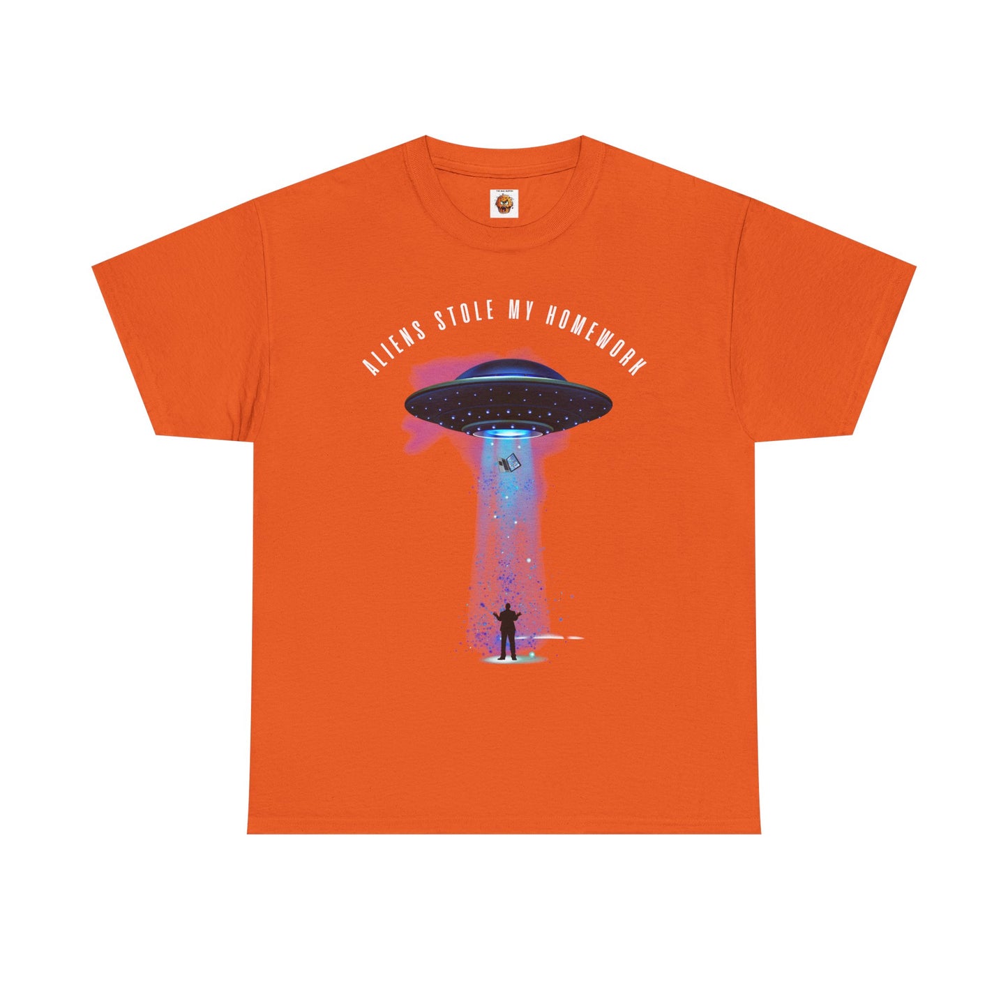 Flying Saucer Alien Abduction Unisex Heavy Cotton Tee Shirt - Aliens Stole My Homework UFO Graphic T-Shirt, Geek, Nerd