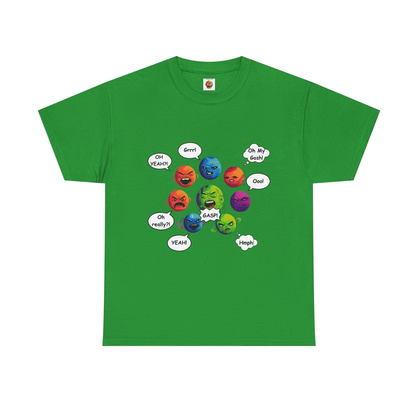 Funny Arguing Planets Unisex Heavy Cotton Tee Shirt - Fun Emoji Solar System Expressions Graphic T-Shirt, Geek, Nerd, Space