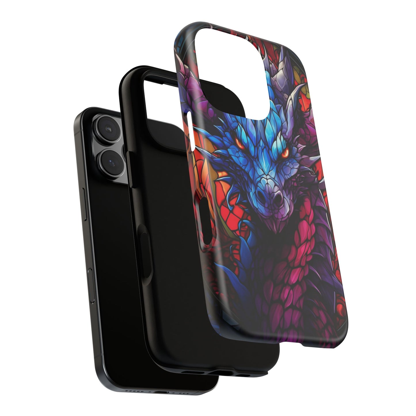 Colorful Blue Dragon Stained Glass Design Phone Case - Tough and Stylish Protection for Your Device, iPhone, Samsung, DND, Fantasy