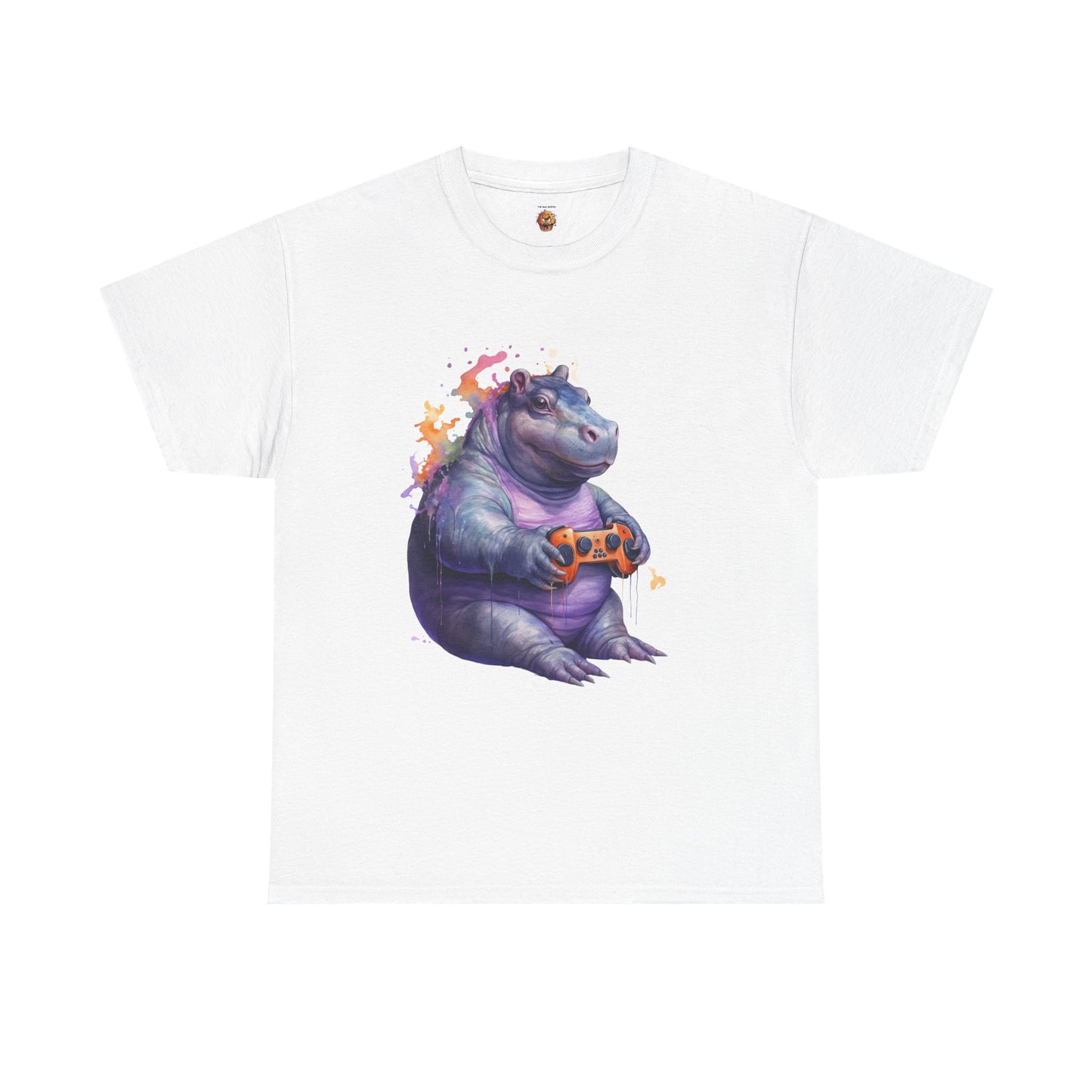 Cute Kawaii Gaming Pygmy Hippo Unisex Heavy Cotton Tee - Fun and Quirky Shirt for Gamers, Video Game, Girl, Anime, Weeb, Otaku, Moo Deng, Thailand