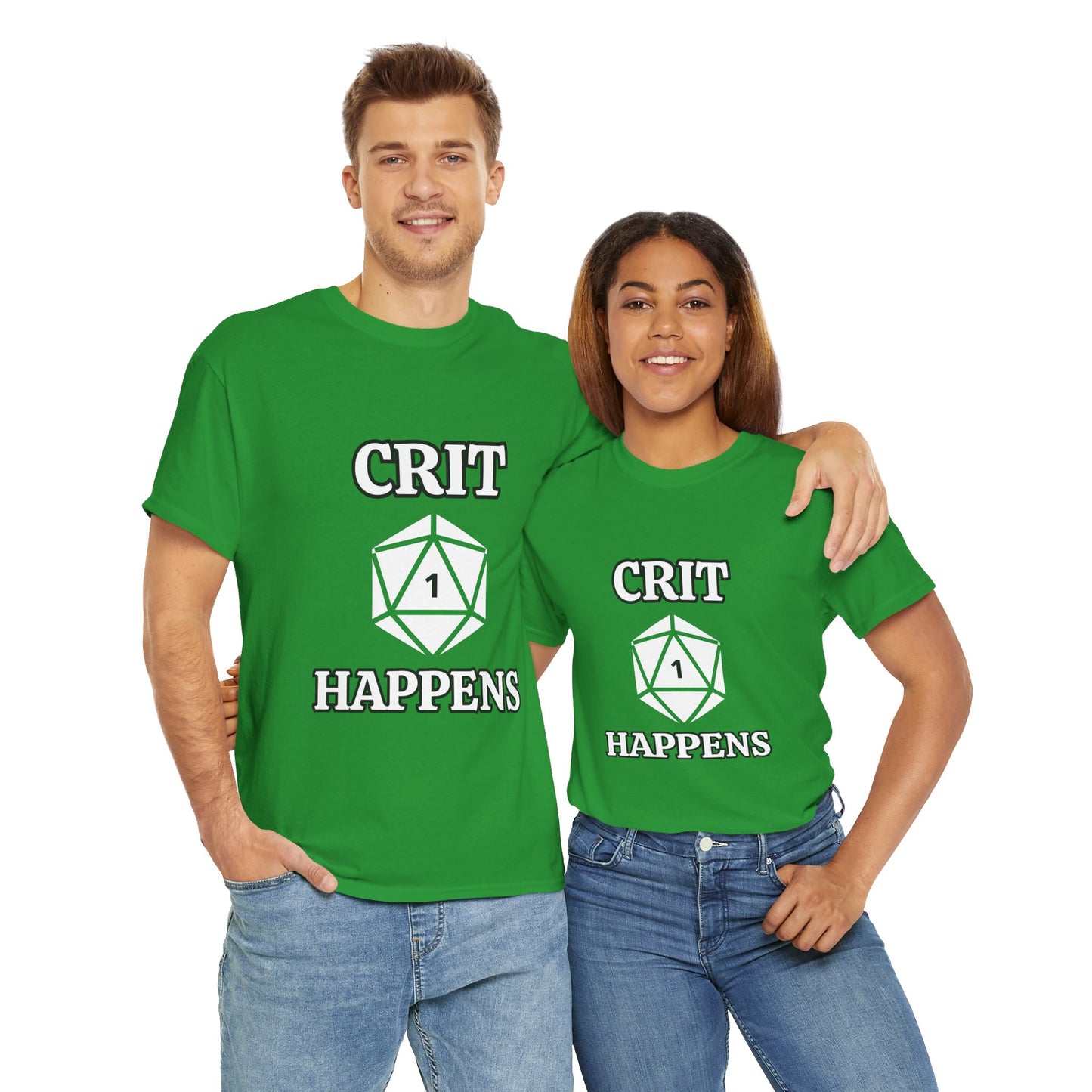 'Crit Happens' D20 Gaming Humor Tee, Unisex Graphic T-Shirt for Gamers, Funny D&D Apparel, Gift for RPG Players, Casual Wear for Game Nights, DND, RPG, TTRPG, Geek, Nerd