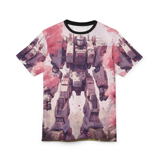 Cherry Blossom Mecha Anime Robot Graphic Unisex Tee - Vintage Mecha Design, Science, Tech, Sci-Fi, Weeb, Otaku, Geek, Nerd