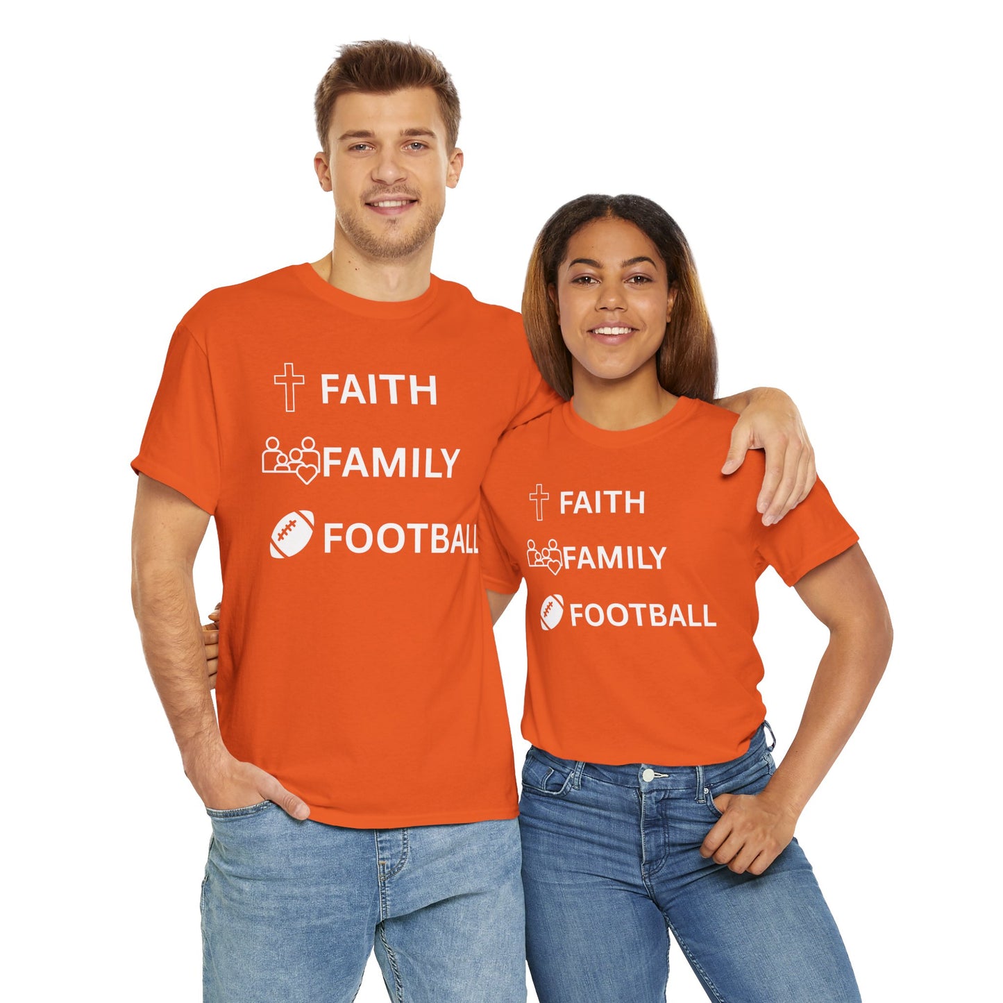 Faith, Family, Football Unisex Comfortable Cotton Tee for Casual Days, Gift for Friends, Weekend Wear, Relaxed Style, Unisex Graphic Tee