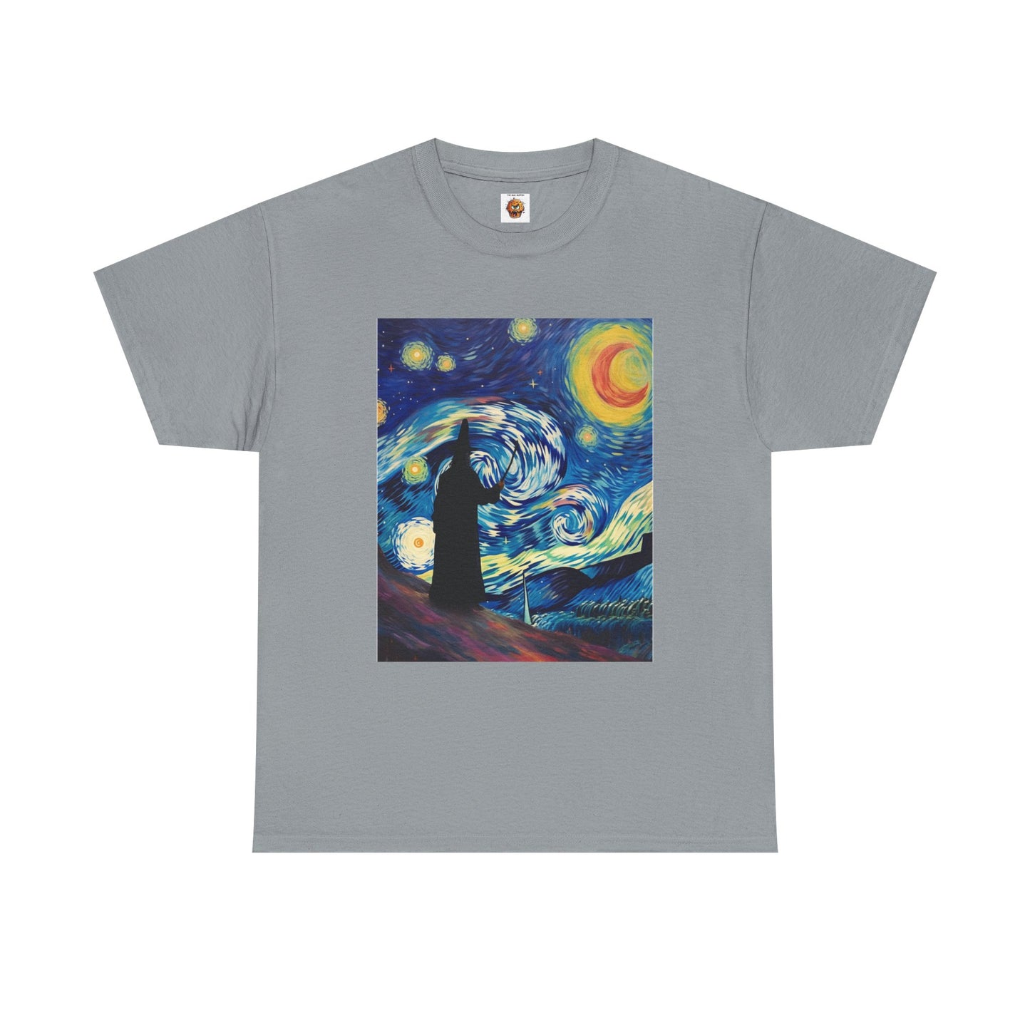 Casting Wizard Starry Night Unisex Heavy Cotton Tee - Artistic Graphic T-Shirt, D&D, DND, Fantasy, Magic, RPG, TTRPG, Geek, Nerd