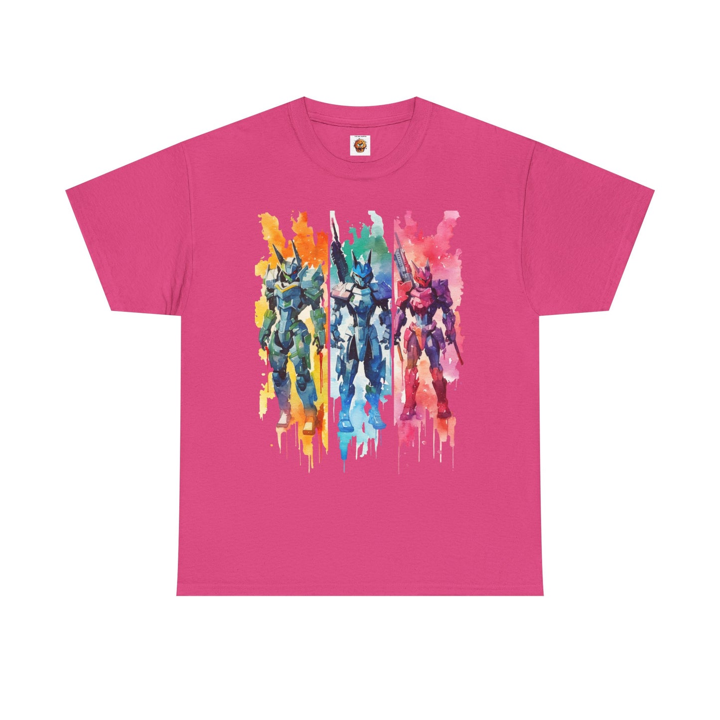 Watercolor Brushstroke Anime Mecha Art Unisex Heavy Cotton Tee Shirt - Mobile Battle Suit Armor, Geek, Nerd, Colorful