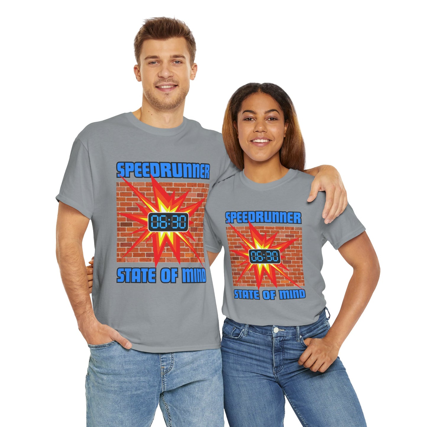 Speedrunner State of Mind Blasting Through Walls Unisex Heavy Cotton Tee - Perfect Gift for Gamers, Gaming, Video Game, Geek, Nerd