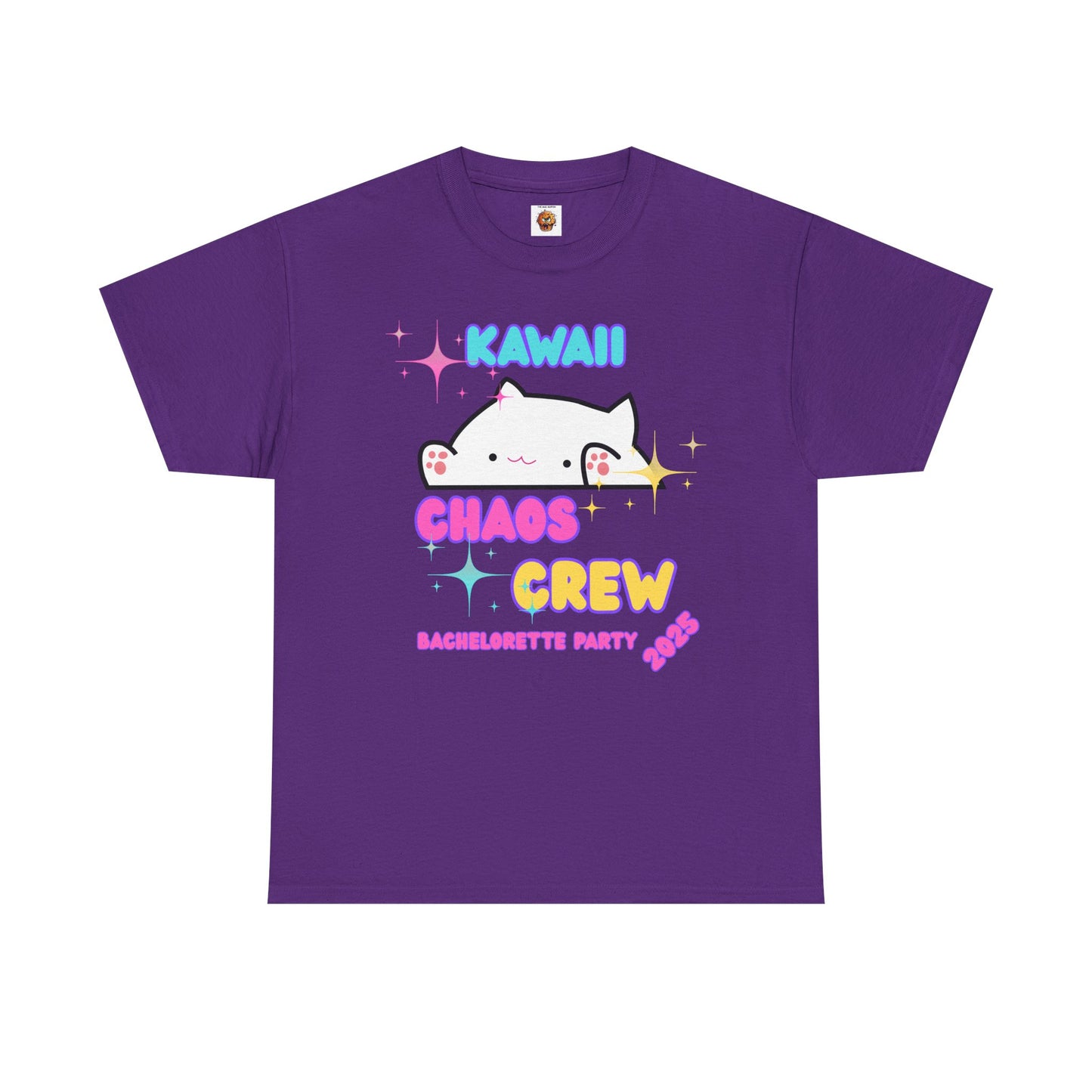 Cute Kawaii Chaos Crew Bachelorette Party 2025 Unisex Heavy Cotton Tee - Perfect for Anime Lovers, Funny, Weeb, Otaku, Geek, Nerd, Cat