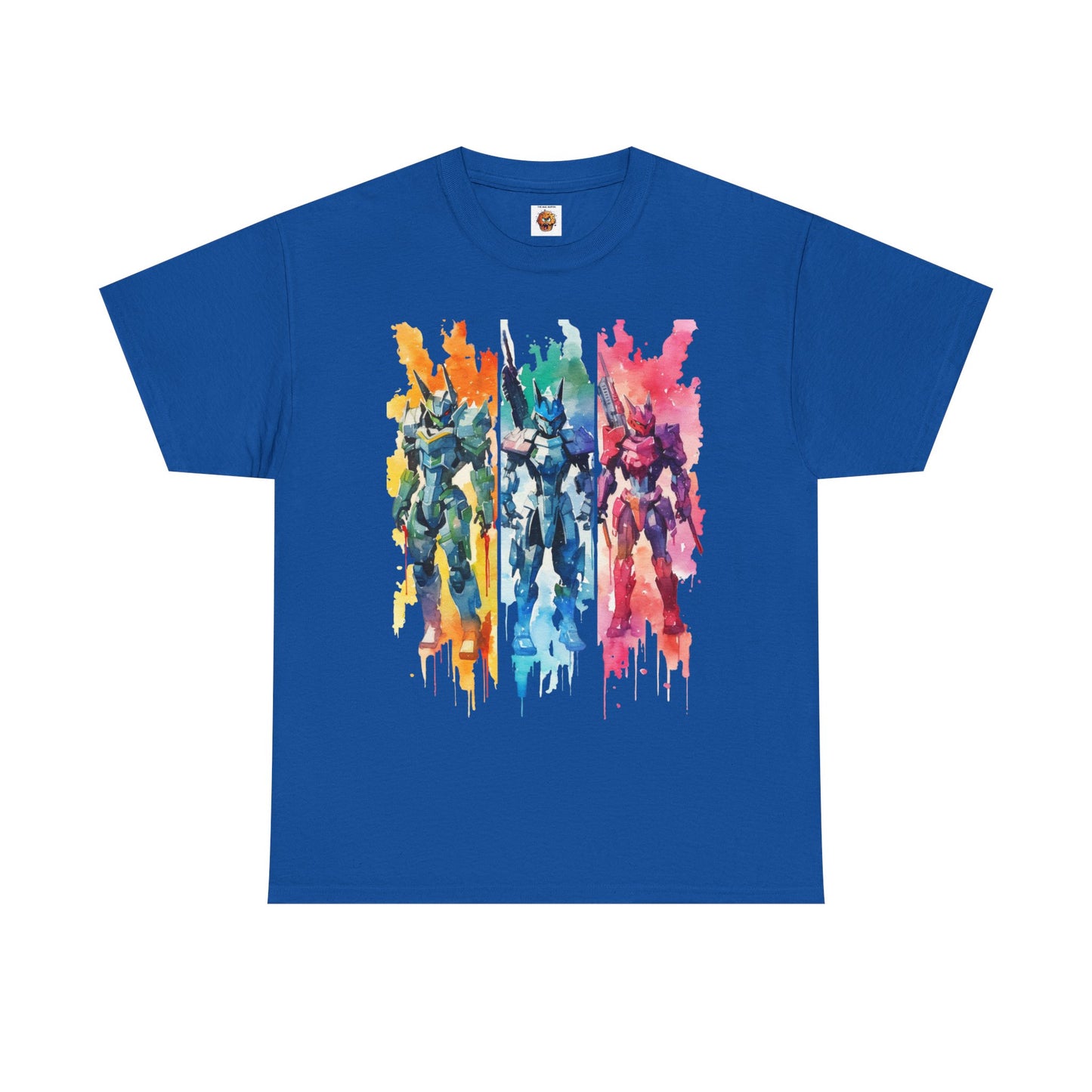 Watercolor Brushstroke Anime Mecha Art Unisex Heavy Cotton Tee Shirt - Mobile Battle Suit Armor, Geek, Nerd, Colorful
