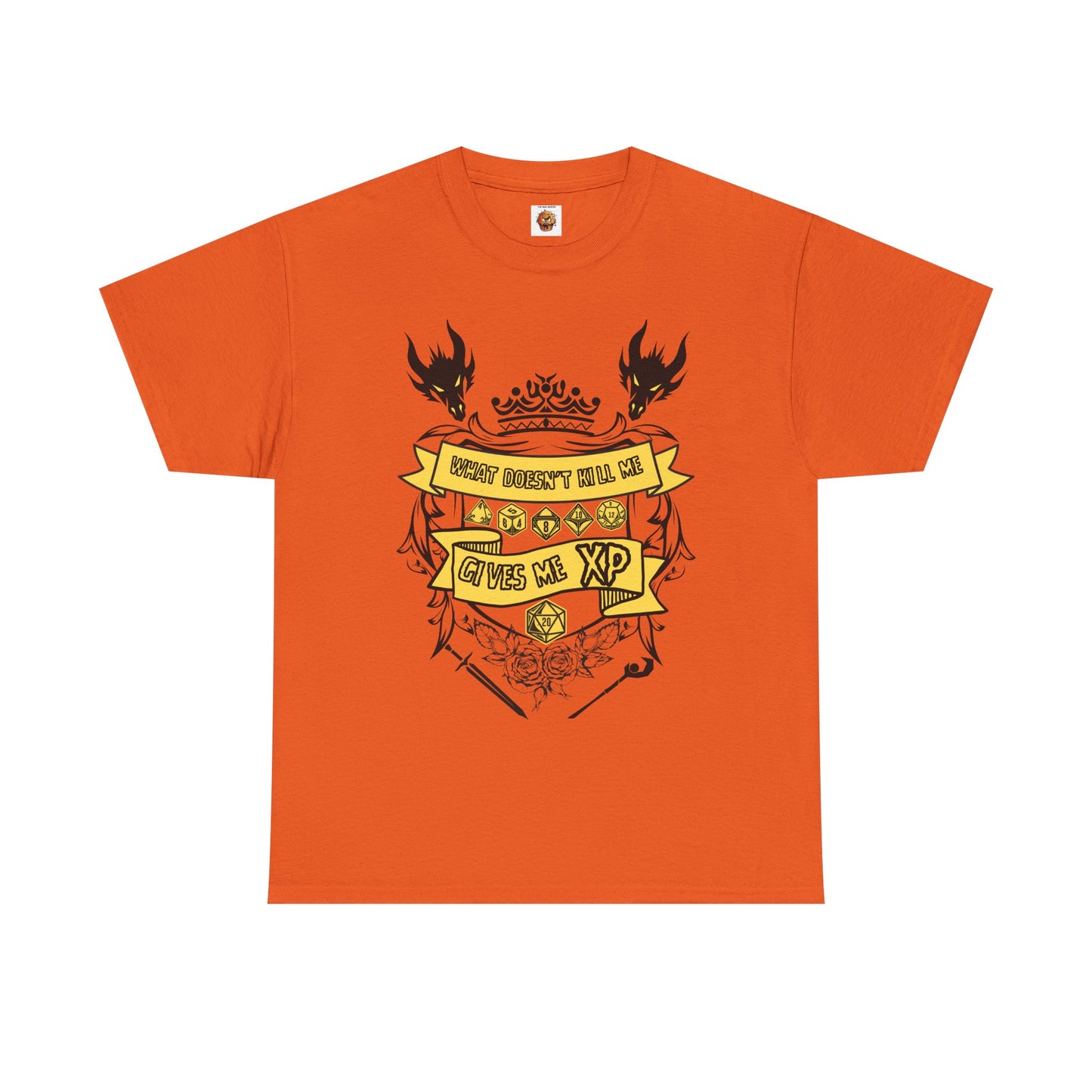 'What Doesn't Kill Me Gives Me XP' Dungeons and Dragons DND Unisex Heavy Cotton Tee Shirt T-Shirt - RPG, TTRPG, Roleplaying, Geek, Nerd