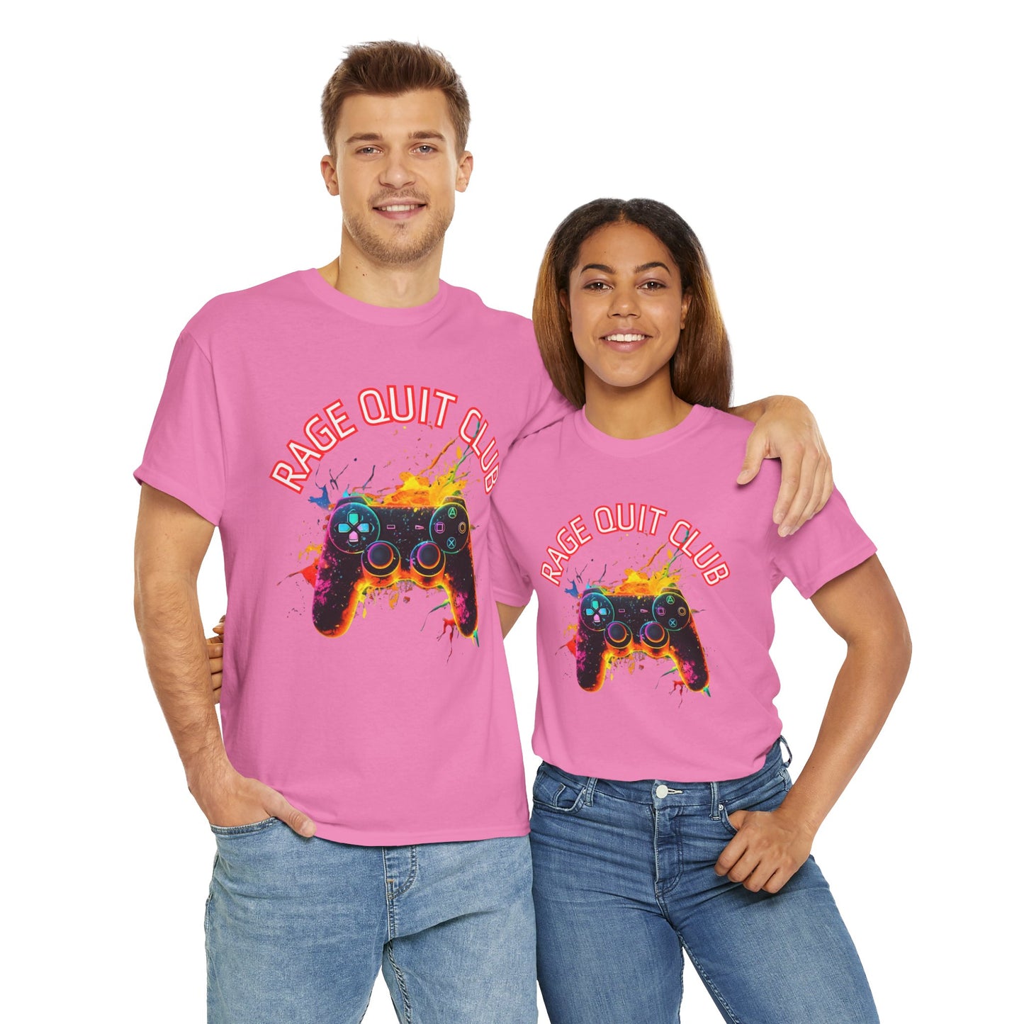 Rage Quit Club Video Game Controller Unisex Heavy Cotton Tee Shirt T-Shirt - Fun Gamer Apparel, Gaming, Geek, Nerd