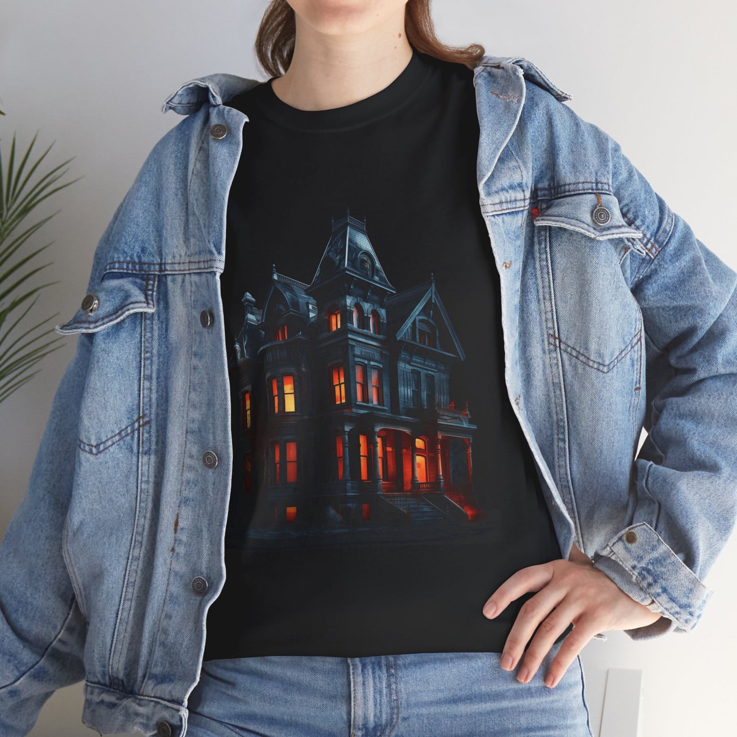 Haunted Victorian House And Loving It Graphic Tee Shirt T-Shirt - Unisex Heavy Cotton, Horror, Scary, Halloween, Gothic, Geek, Nerd