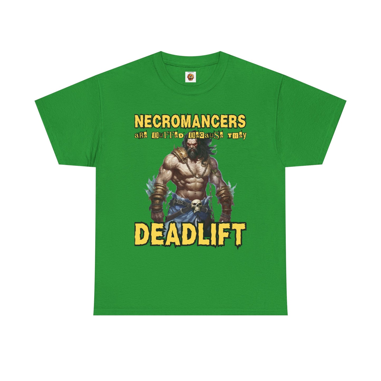 'Necromancers Are Buffed Because They Deadlift' Unisex Heavy Cotton Tee Shirt - RPG, TTRPG, Roleplaying Game, Geek, Nerd, DND