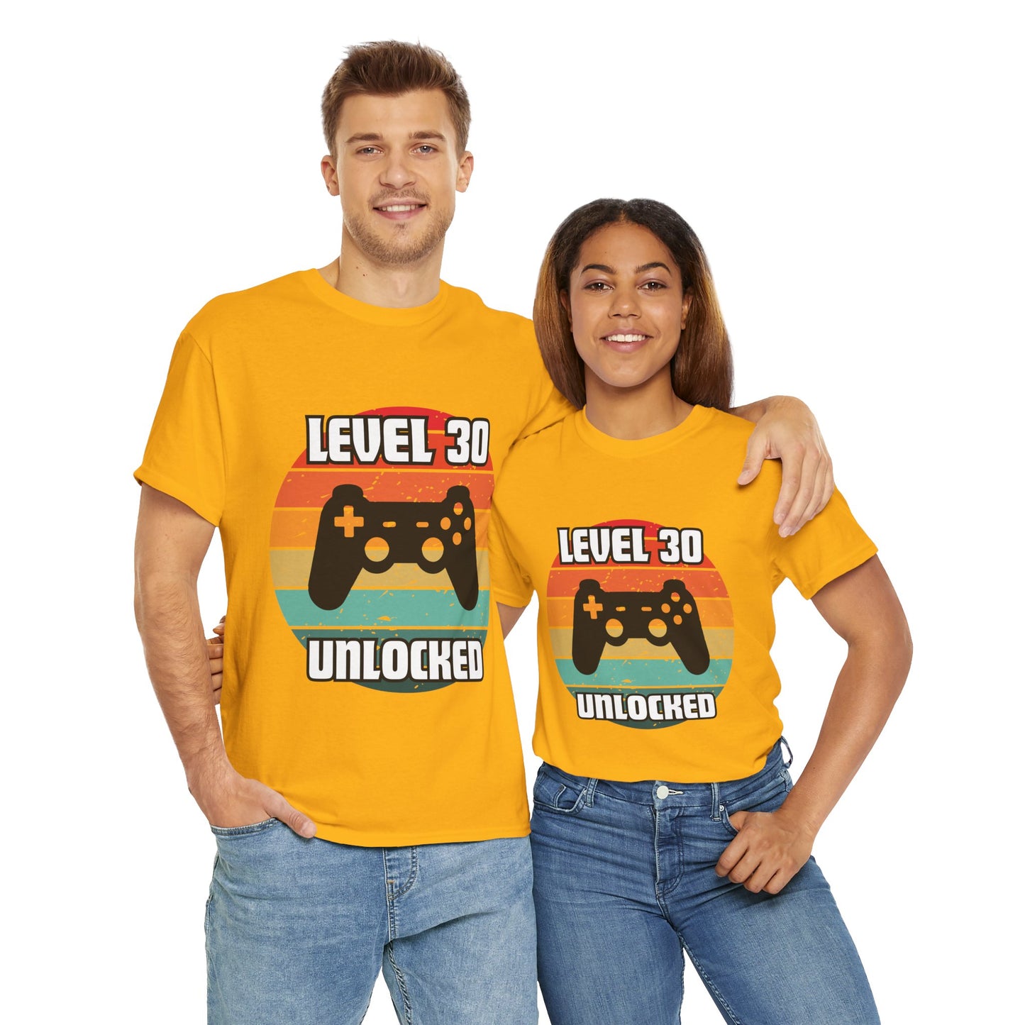 Gaming Level 30 Unlocked Tee - Unisex Heavy Cotton T-Shirt, Video Game, Gamer, Happy Birthday Shirt, Geek, Nerd, Retro