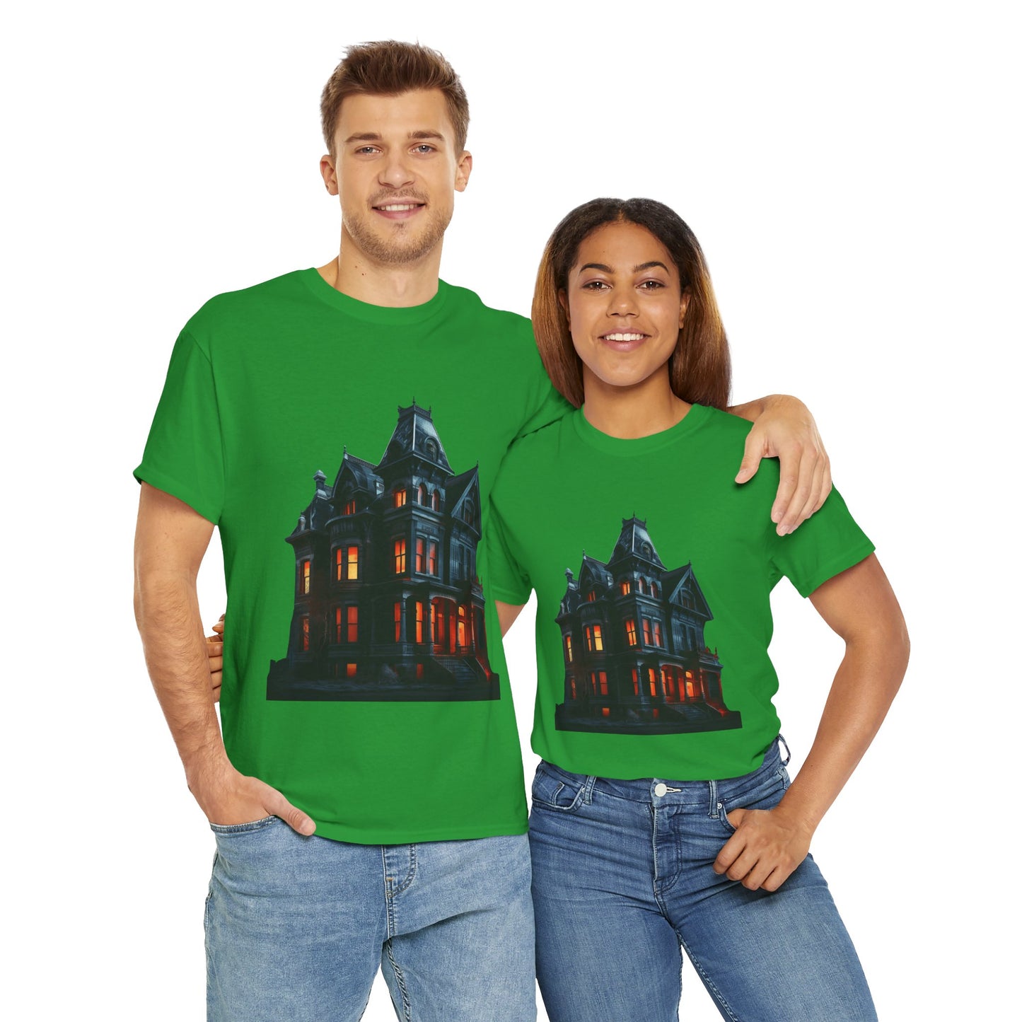 Haunted Victorian House And Loving It Graphic Tee Shirt T-Shirt - Unisex Heavy Cotton, Horror, Scary, Halloween, Gothic, Geek, Nerd
