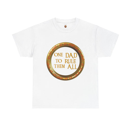 LOTR Themed 'One Dad To Rule Them All' Unisex Tee, Funny Gift for Father's Day, Parent Humor Shirt, Geeky Menswear, Unique Family T-Shirt, Birthday Gift, Fantasy, DND, RPG, TTRPG, Geek, Nerd