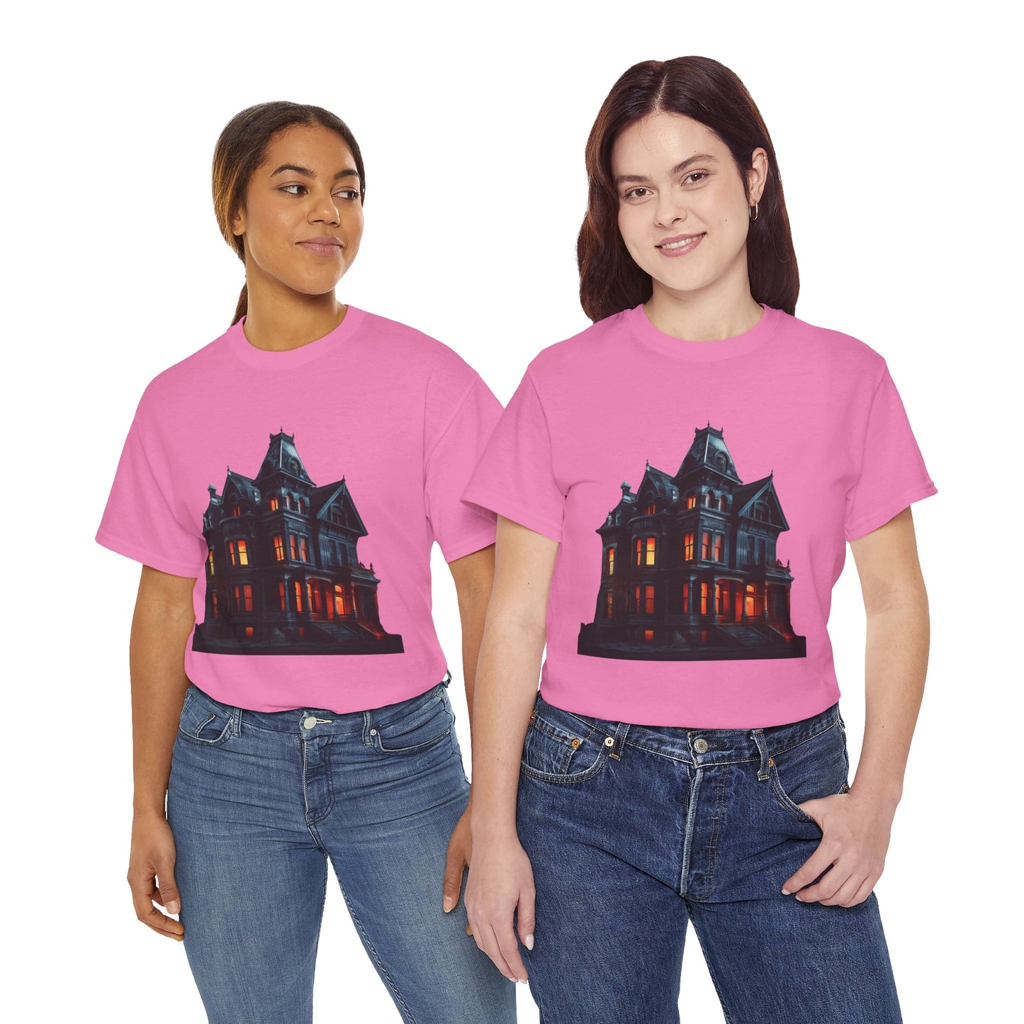 Haunted Victorian House And Loving It Graphic Tee Shirt T-Shirt - Unisex Heavy Cotton, Horror, Scary, Halloween, Gothic, Geek, Nerd