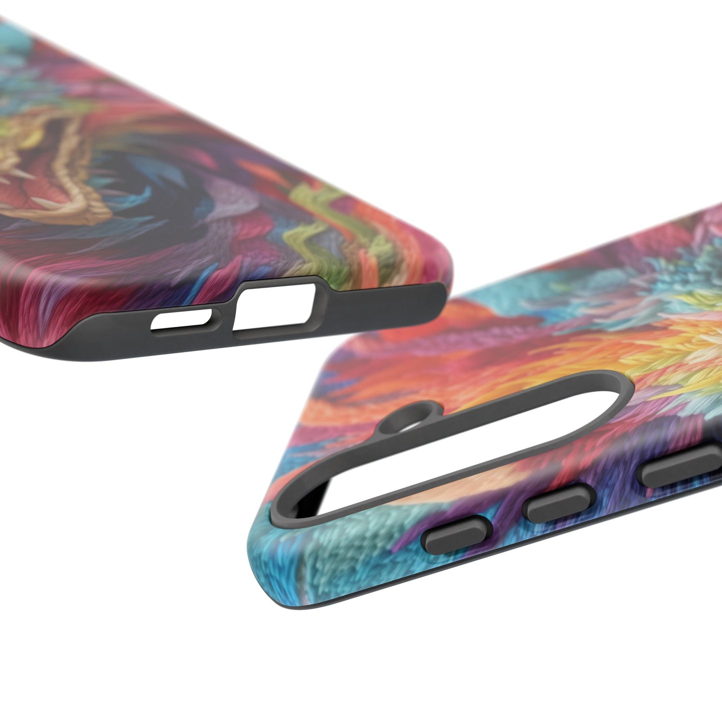 Vibrant 3D Embroidery Embroidered Rainbow Dragon Phone Case - Tough Protection for Fantasy Lovers, DND, RPG, TTRPG, Geek, Nerd