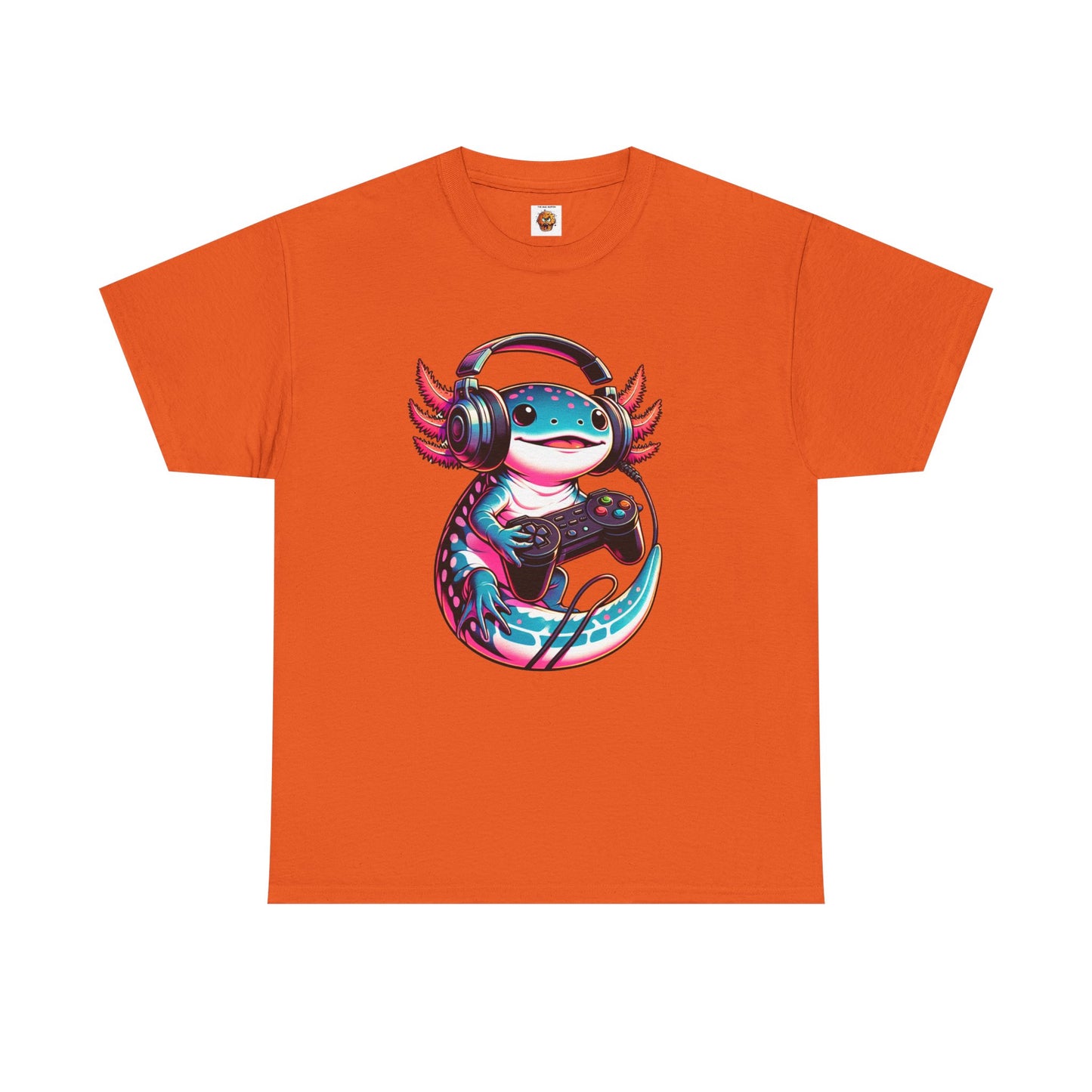 Cute Kawaii Gaming Axolotl Unisex Heavy Cotton Tee - Perfect for Gamers, Mexican Walking Fish, Smile, Video Game, Geek, Nerd, Salamander, Anime