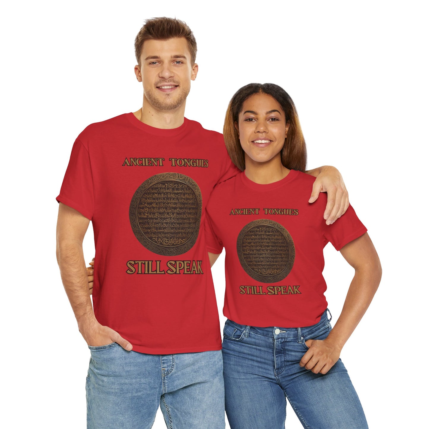 'Ancient Tongues Still Speak' Old Elvish Dwarvish Language Unisex Heavy Cotton Tee, Graphic Tee, Gift for Linguists, Casual Wear, Unique Quote Shirt, DND, RPG, TTRPG, Geek, Nerd