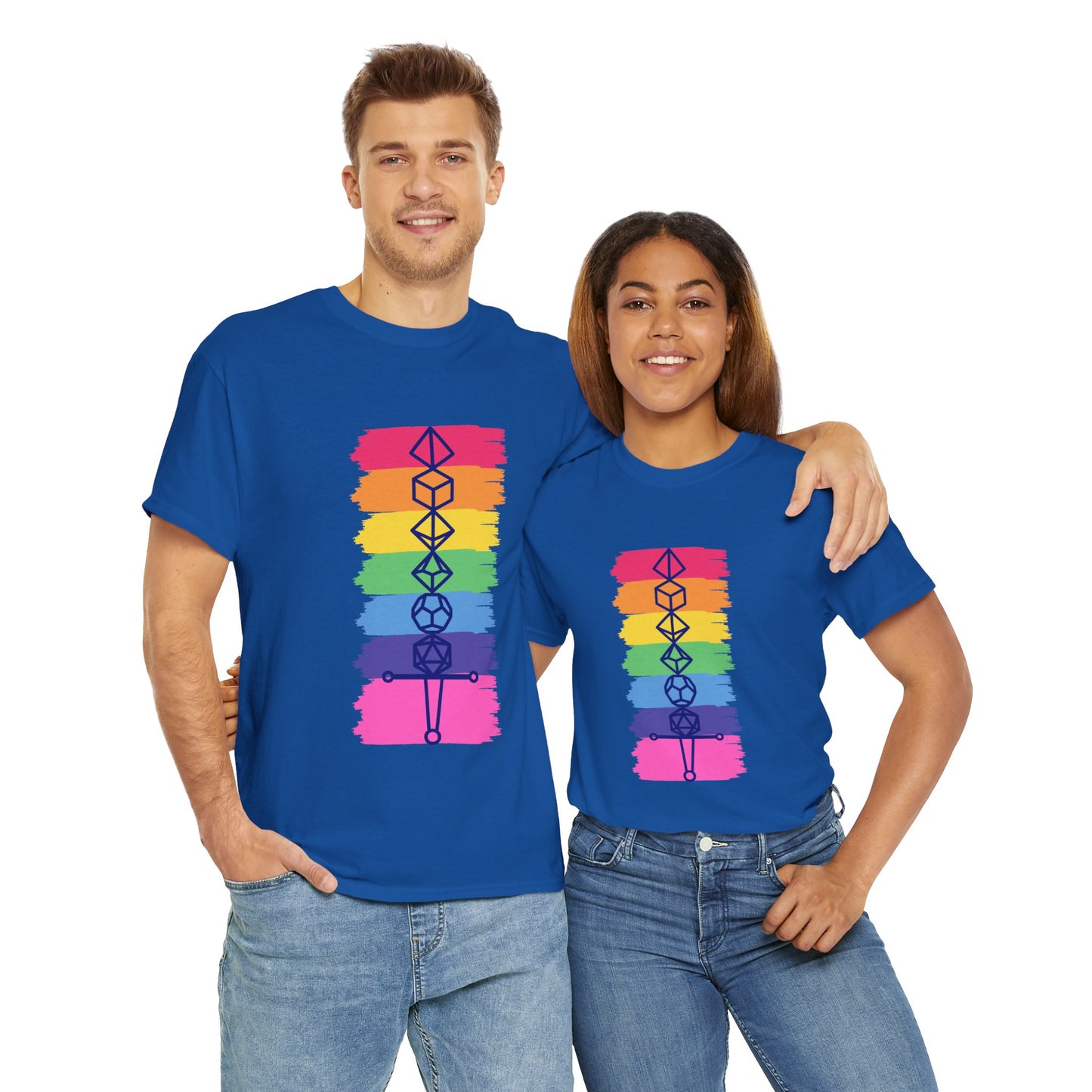 Safe Space Pride Month Rainbow Sword Dungeons and Dragons DND Unisex Heavy Cotton Tee Shirt T-Shirt - RPG, TTRPG, Roleplaying, Geek, Nerd