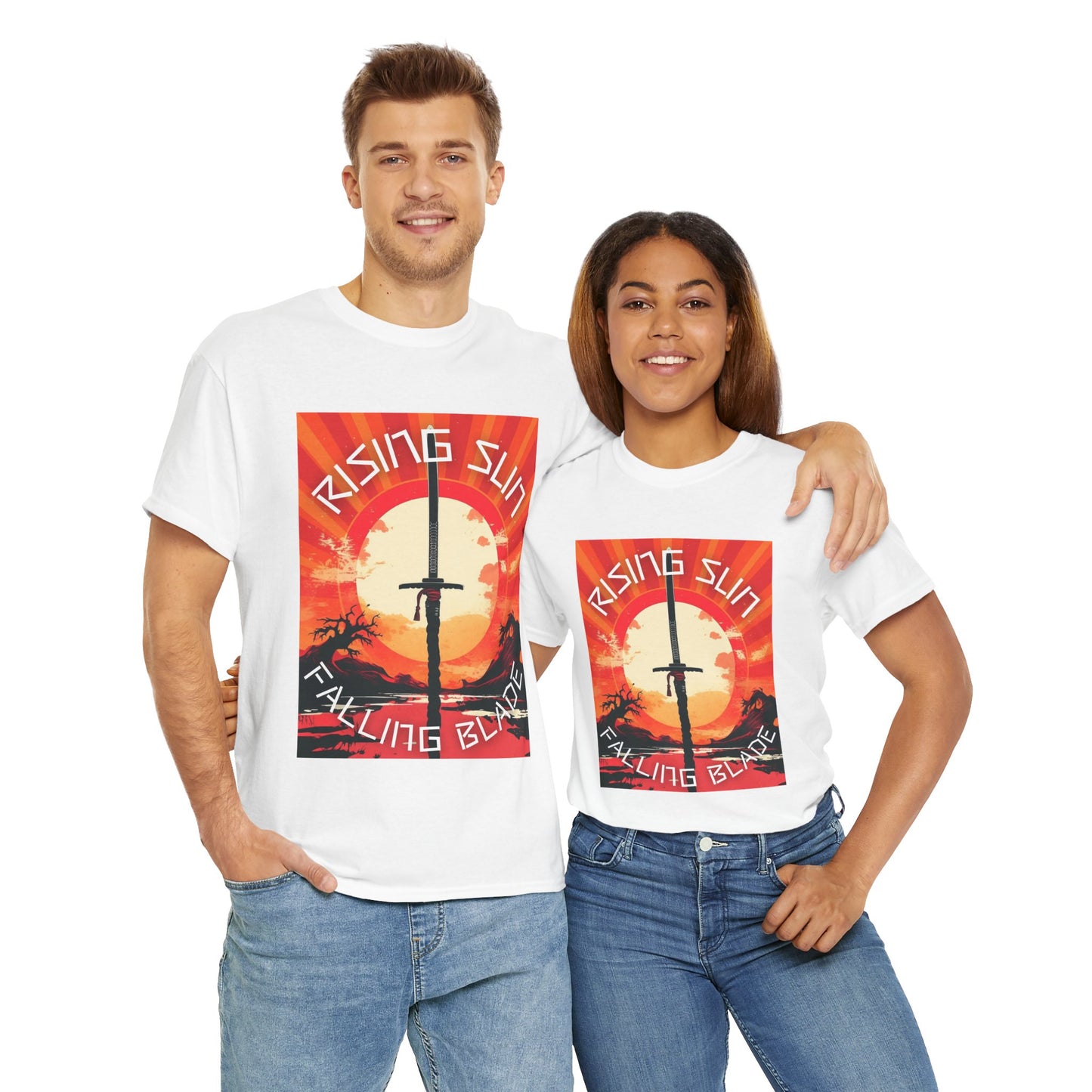 Rising Sun Falling Blade Shonen Anime Unisex Heavy Cotton Tee Shirt - Vintage Style Graphic T-Shirt, Weeb, Otaku, Geek, Nerd