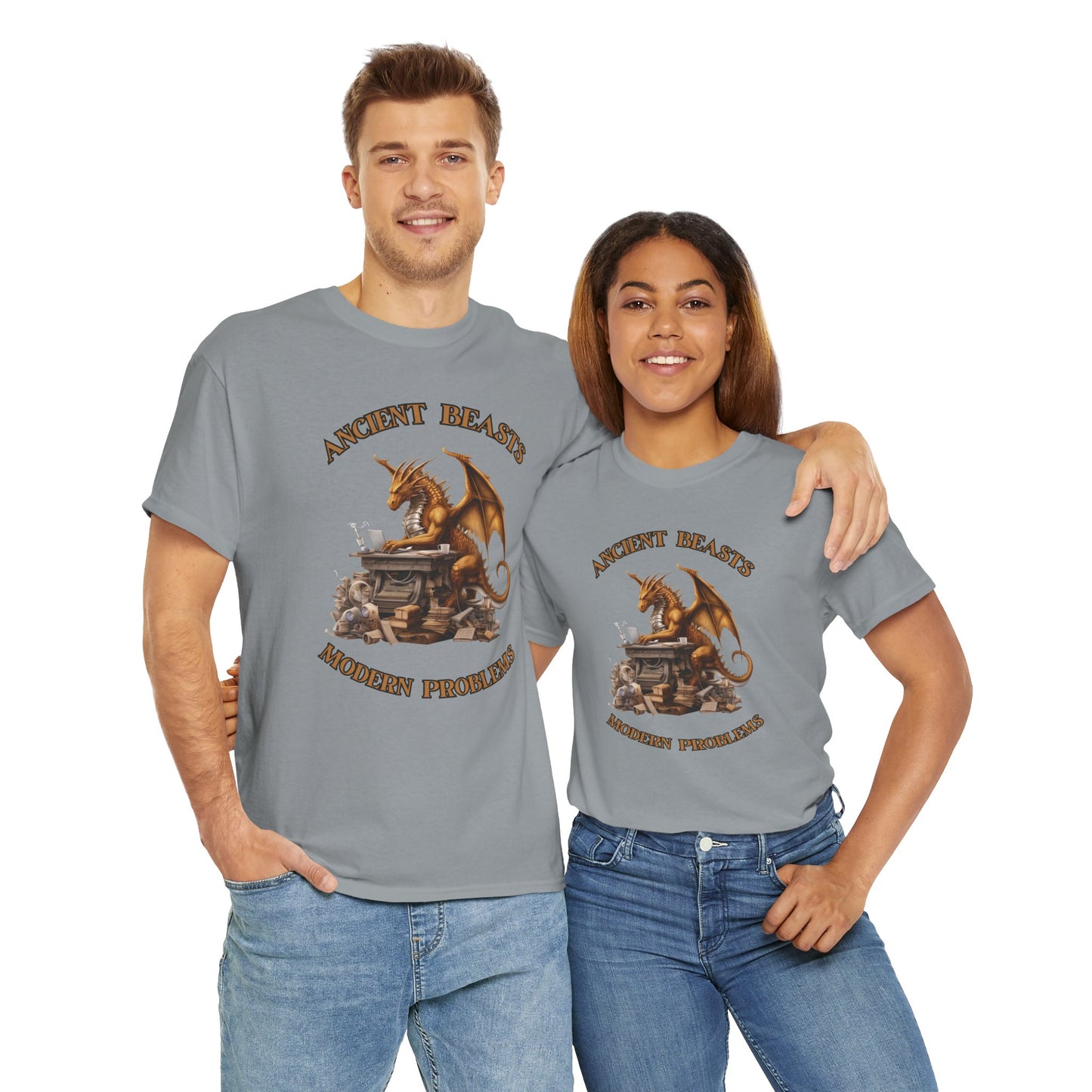 Dragons & Office Work Unisex Heavy Cotton Tee, Perfect Gift for Fantasy Lovers, Bookworms, T-Shirt for Dragon Enthusiasts, DND, RPG, TTRPG, Geek, Nerd, Reader