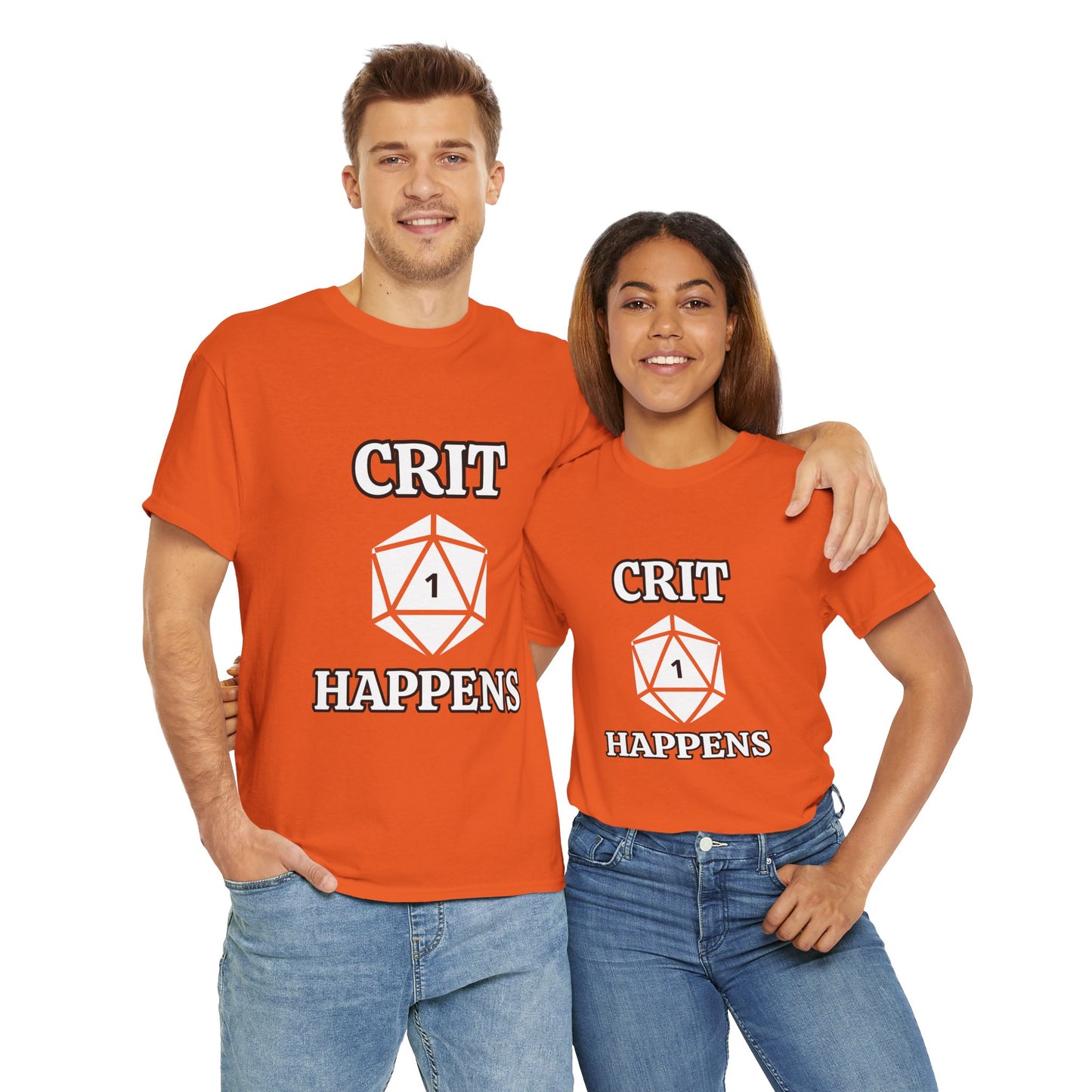 'Crit Happens' D20 Gaming Humor Tee, Unisex Graphic T-Shirt for Gamers, Funny D&D Apparel, Gift for RPG Players, Casual Wear for Game Nights, DND, RPG, TTRPG, Geek, Nerd