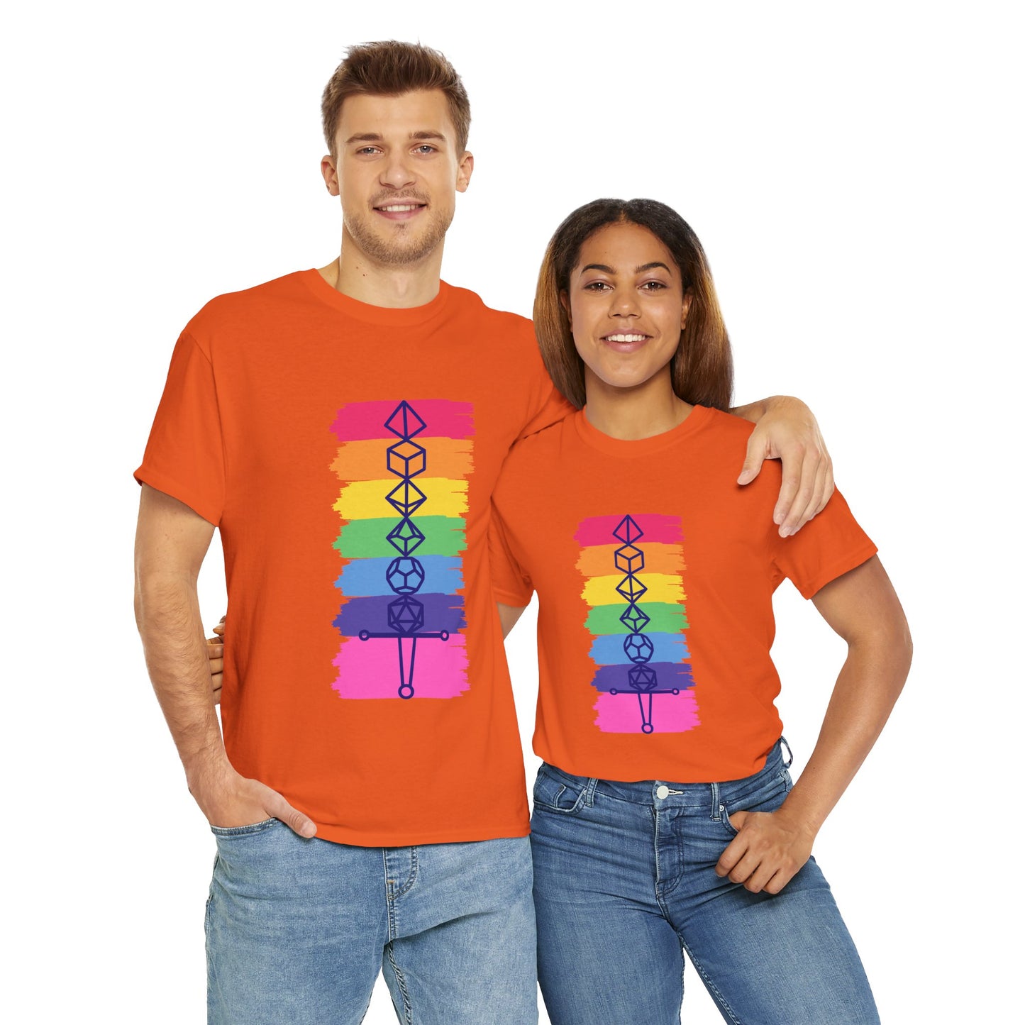 Safe Space Pride Month Rainbow Sword Dungeons and Dragons DND Unisex Heavy Cotton Tee Shirt T-Shirt - RPG, TTRPG, Roleplaying, Geek, Nerd