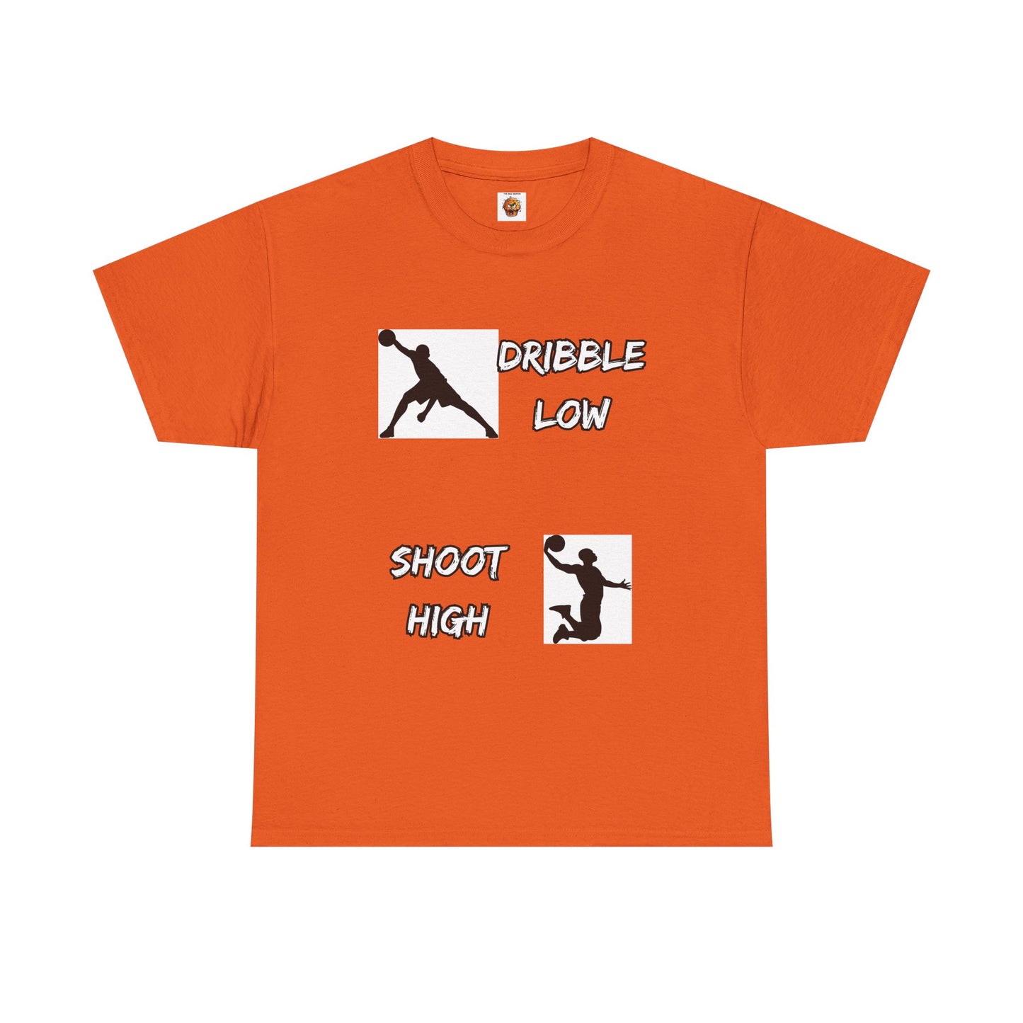 'Dribble Low, Shoot High' Motivational Basketball Tee - Unisex Heavy Cotton, Sportswear, Gift for Athletes, Casual Style, Basketball Fan Apparel, Player, Silhouette