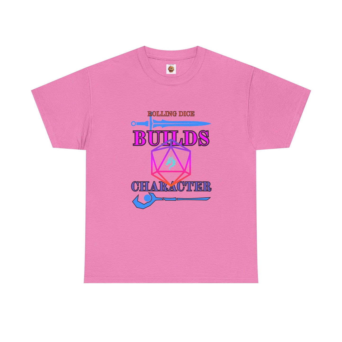 Unisex Heavy Cotton Tee - 'Rolling Dice Builds Character', Gamer Shirt, D&D Tee, Geeky Apparel, Role-Playing Gift, Fun RPG Top, D20, TTRPG, Geek, Nerd
