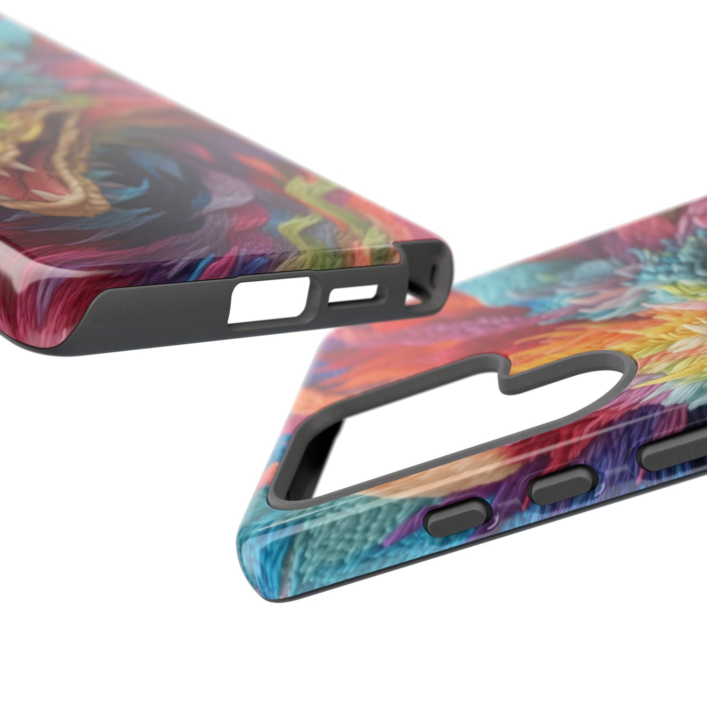Vibrant 3D Embroidery Embroidered Rainbow Dragon Phone Case - Tough Protection for Fantasy Lovers, DND, RPG, TTRPG, Geek, Nerd