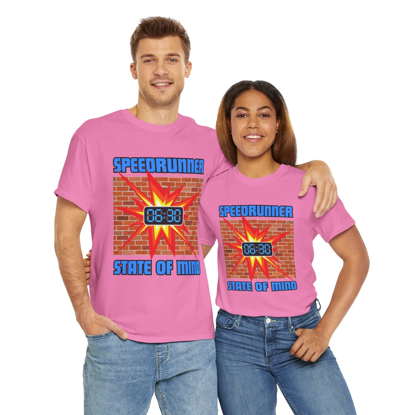 Speedrunner State of Mind Blasting Through Walls Unisex Heavy Cotton Tee - Perfect Gift for Gamers, Gaming, Video Game, Geek, Nerd