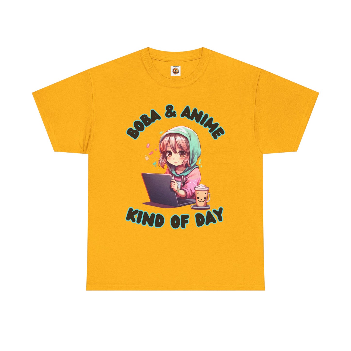 Cute Kawaii Chibi Girl Boba & Anime Unisex Heavy Cotton Tee Shirt T-Shirt - Perfect for Relaxing Days, Weeb, Otaku, Geek, Nerd