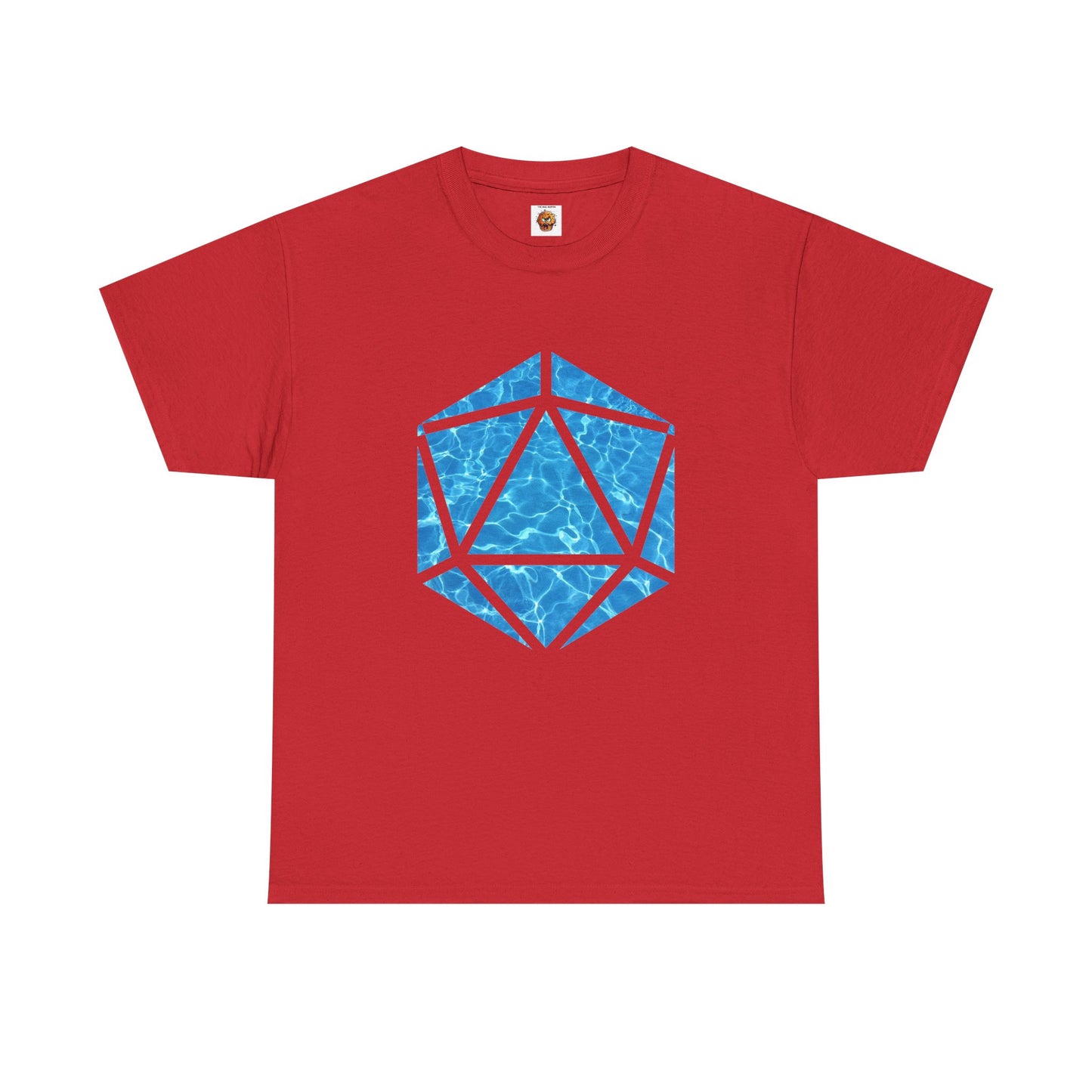 D20 Water Element-Inspired Unisex Heavy Cotton Tee - Graphic Tee, Casual Shirt, Unique Gift, Summer Outfit, Eco-Friendly Fashion, DND, RPG, TTRPG, Geek, Nerd
