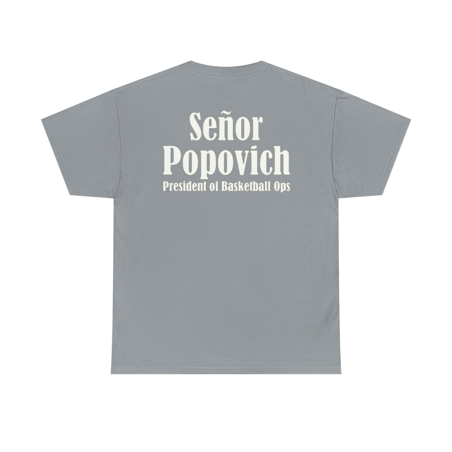 'Señor Popovich' 'El Jefe' Two Double Sided Print Unisex Heavy Cotton Tee - Casual Basketball Culture Shirt, Sports, Coach, T-Shirt