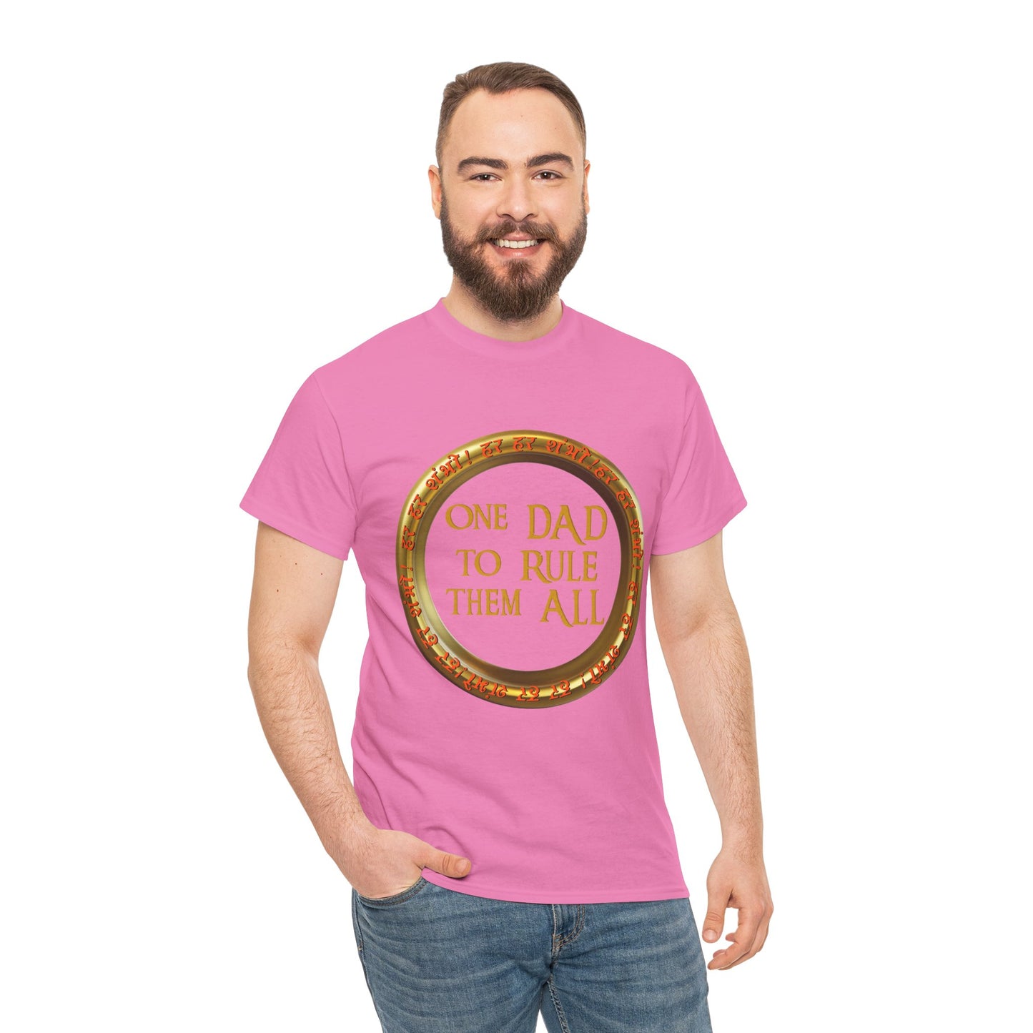 LOTR Themed 'One Dad To Rule Them All' Unisex Tee, Funny Gift for Father's Day, Parent Humor Shirt, Geeky Menswear, Unique Family T-Shirt, Birthday Gift, Fantasy, DND, RPG, TTRPG, Geek, Nerd