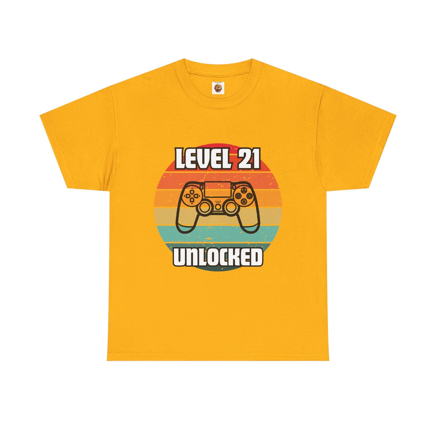 Gaming Level 21 Unlocked Tee - Unisex Heavy Cotton T-Shirt, Video Game, Gamer, Happy Birthday Shirt, Geek, Nerd, Retro