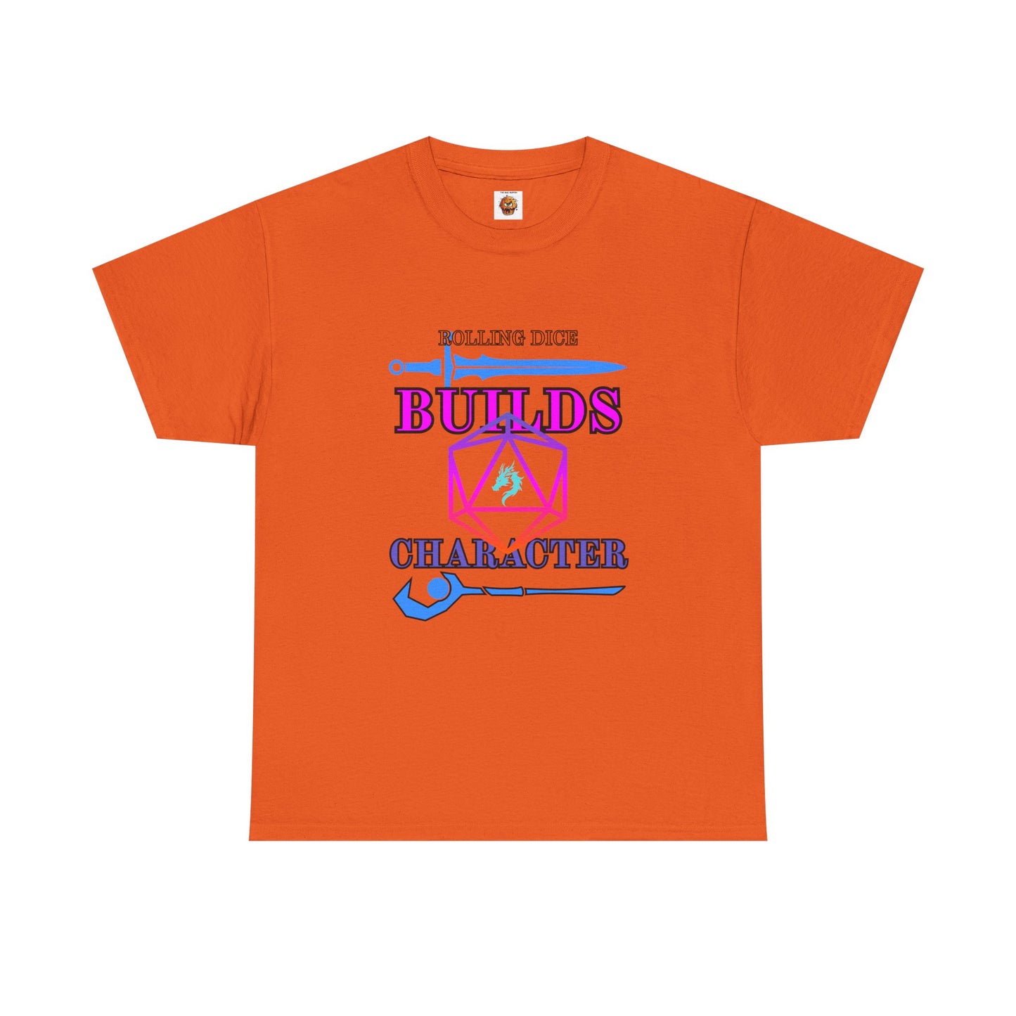 Unisex Heavy Cotton Tee - 'Rolling Dice Builds Character', Gamer Shirt, D&D Tee, Geeky Apparel, Role-Playing Gift, Fun RPG Top, D20, TTRPG, Geek, Nerd