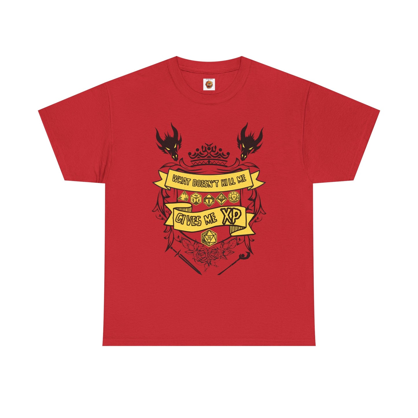 'What Doesn't Kill Me Gives Me XP' Dungeons and Dragons DND Unisex Heavy Cotton Tee Shirt T-Shirt - RPG, TTRPG, Roleplaying, Geek, Nerd