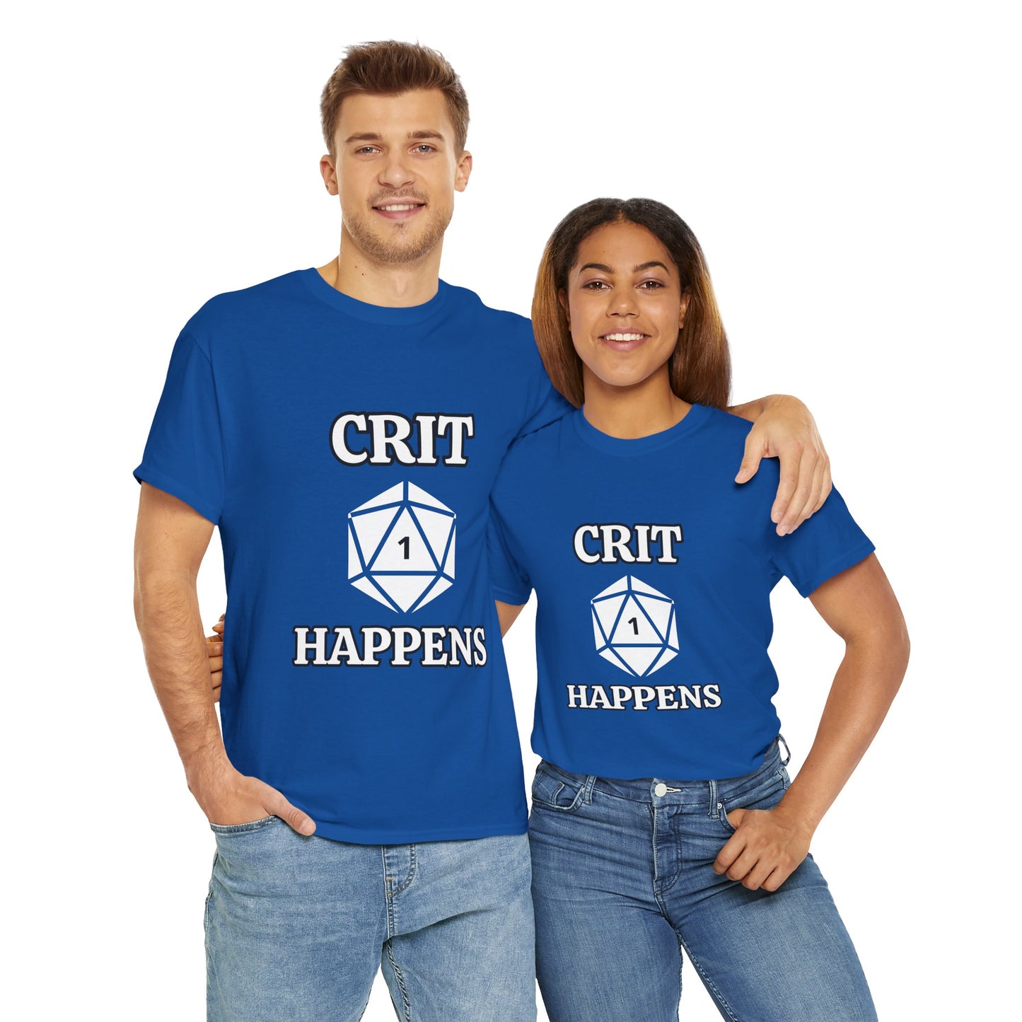 'Crit Happens' D20 Gaming Humor Tee, Unisex Graphic T-Shirt for Gamers, Funny D&D Apparel, Gift for RPG Players, Casual Wear for Game Nights, DND, RPG, TTRPG, Geek, Nerd