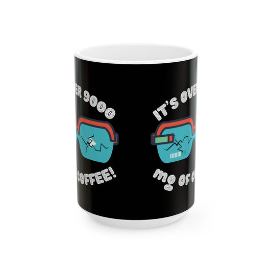 Funny Shonen Anime Coffee Mug - "It's Over 9000 mg of Coffee!" - Perfect Gift for Animation Fans, DBZ, Weeb, Otaku, Geek, Nerd