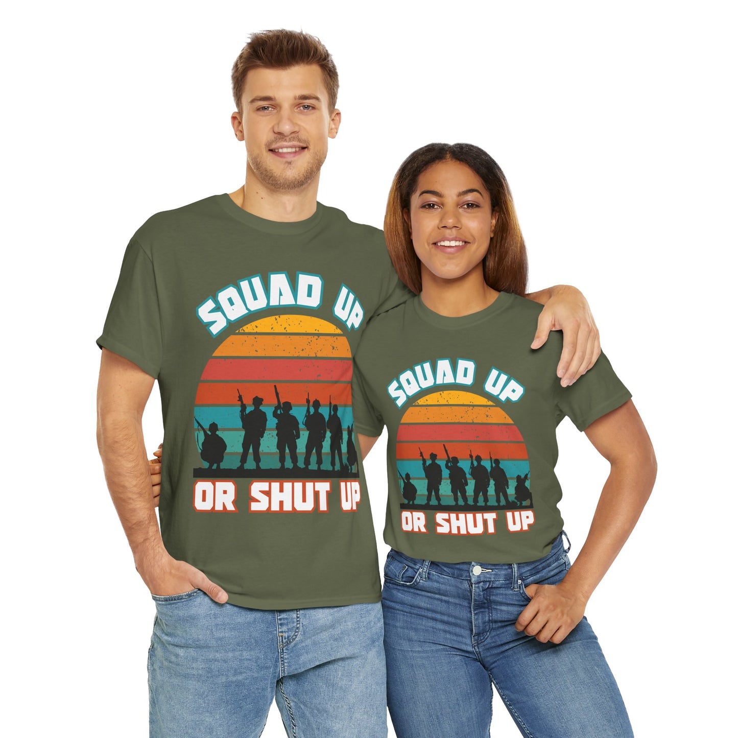 Squad Up Military Unisex Heavy Cotton Tee Shirt - Gamer, Gaming Graphic T-Shirt for Friends, Parties, and Casual Wear, Geek, Nerd