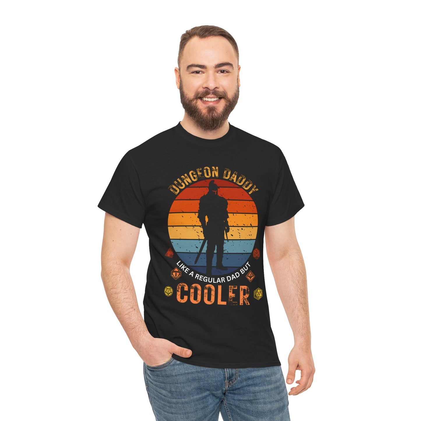 Dungeon Daddy Dungeons and Dragons DND Unisex Heavy Cotton Tee Shirt T-Shirt - Perfect for Dads, RPG, TTRPG, Roleplaying, Geek, Nerd