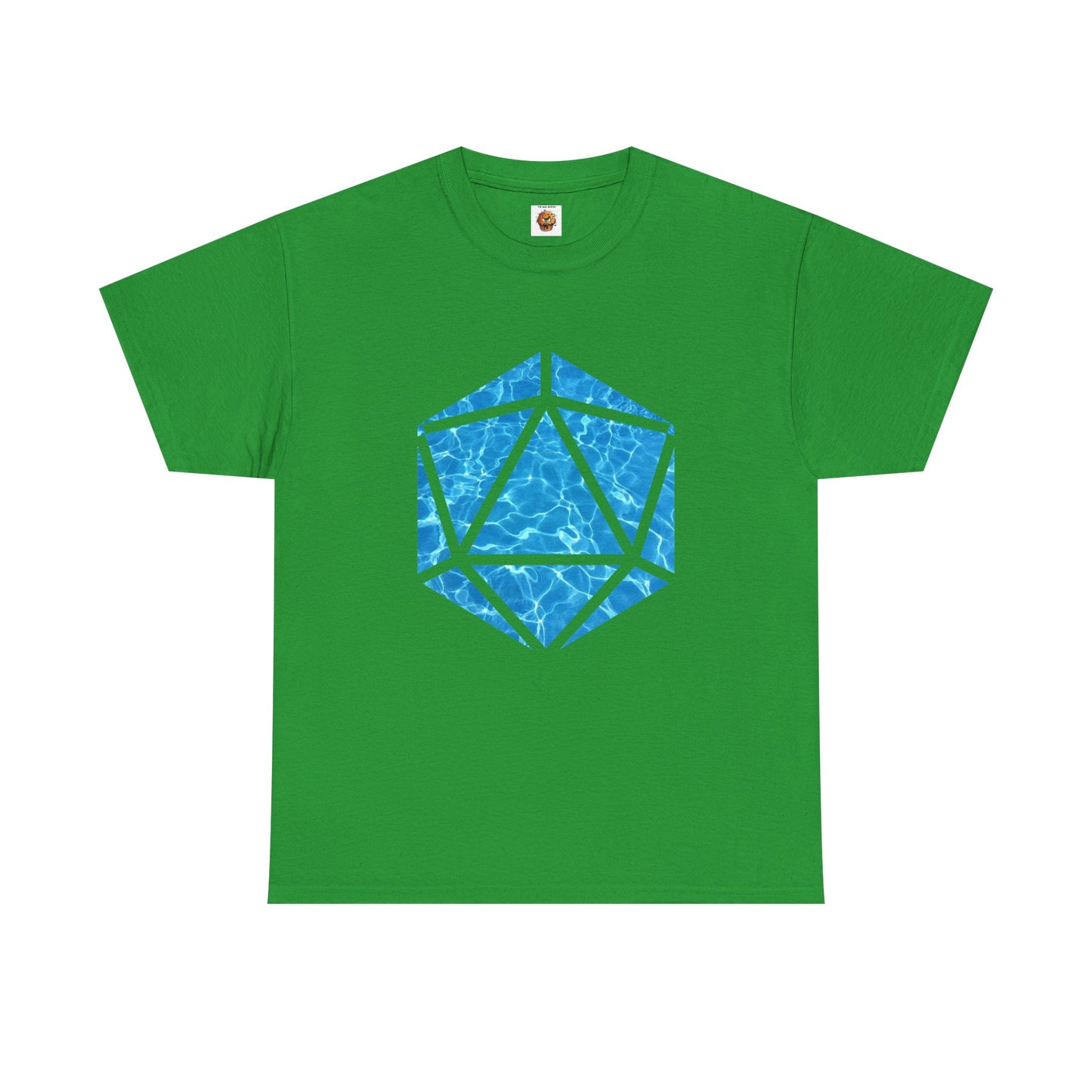 D20 Water Element-Inspired Unisex Heavy Cotton Tee - Graphic Tee, Casual Shirt, Unique Gift, Summer Outfit, Eco-Friendly Fashion, DND, RPG, TTRPG, Geek, Nerd