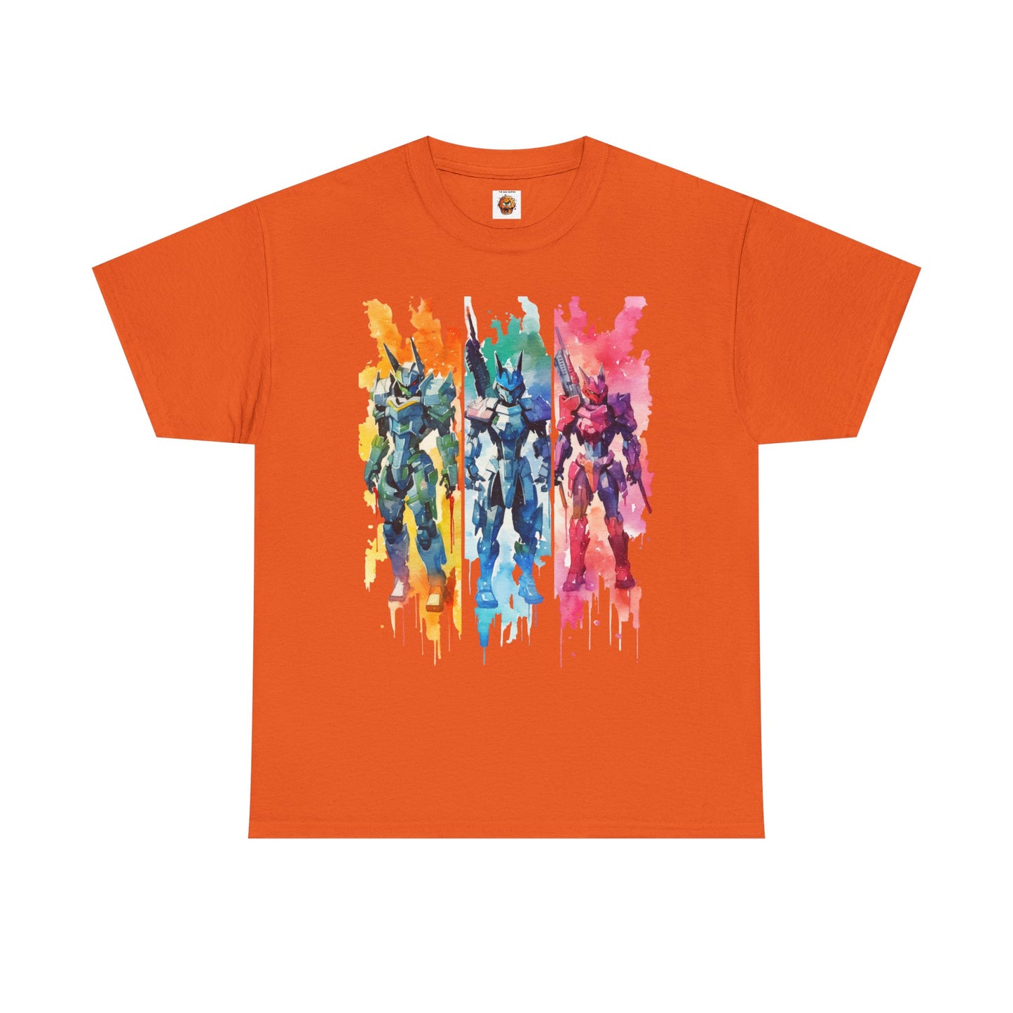 Watercolor Brushstroke Anime Mecha Art Unisex Heavy Cotton Tee Shirt - Mobile Battle Suit Armor, Geek, Nerd, Colorful