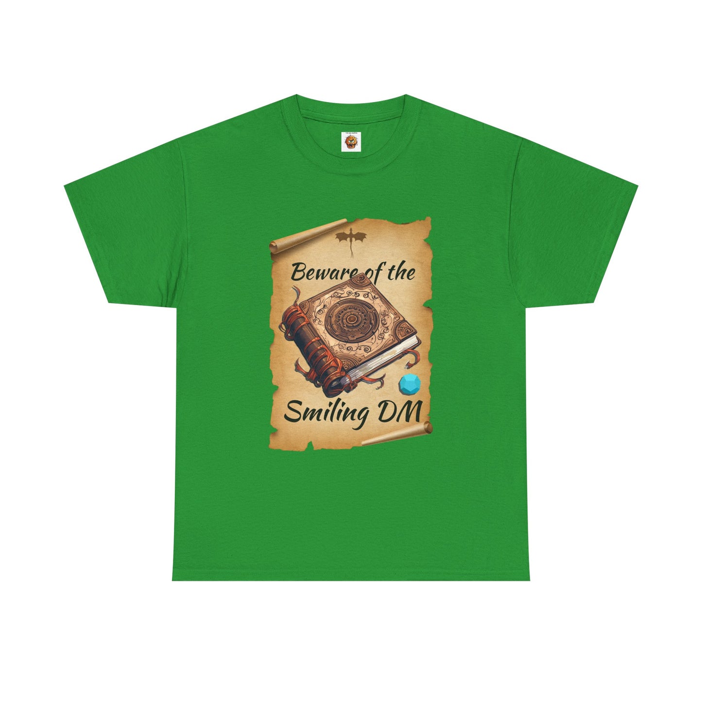 Unisex Heavy Cotton Tee - "Beware of the Smiling DM" RPG Humor Shirt, Ideal for Gamers, Casual Wear, Gifts for D&D Fans, Fun T-Shirt, D20, DND, TTRPG, Geek, Nerd